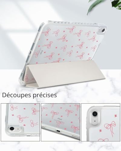 Thumbnail 3 de Fycyko Étui pour iPad (A16) 11e Génération et iPad 10e Génération – Motif Rose Nœud avec Porte-Crayon