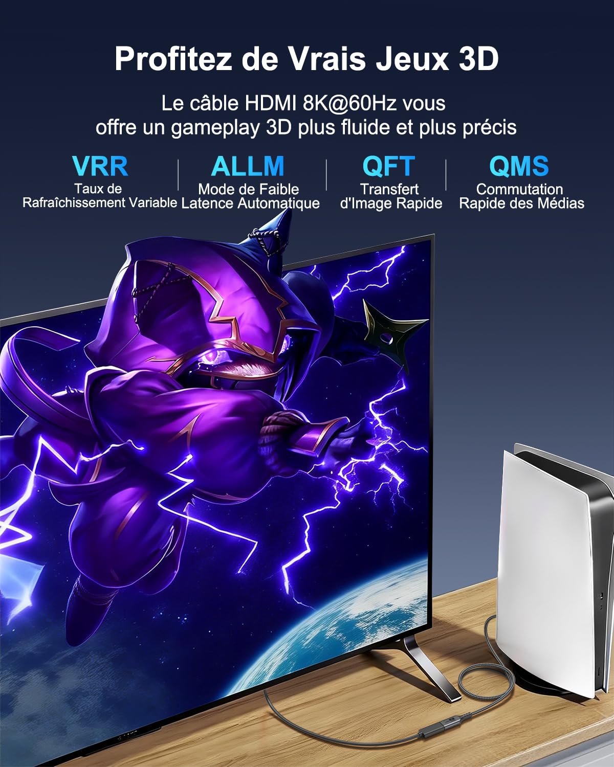 Thumbnail 3 de WSIANNG Câble Rallonge HDMI 2.1 1m – 8K/4K pour Gaming et Home Cinéma