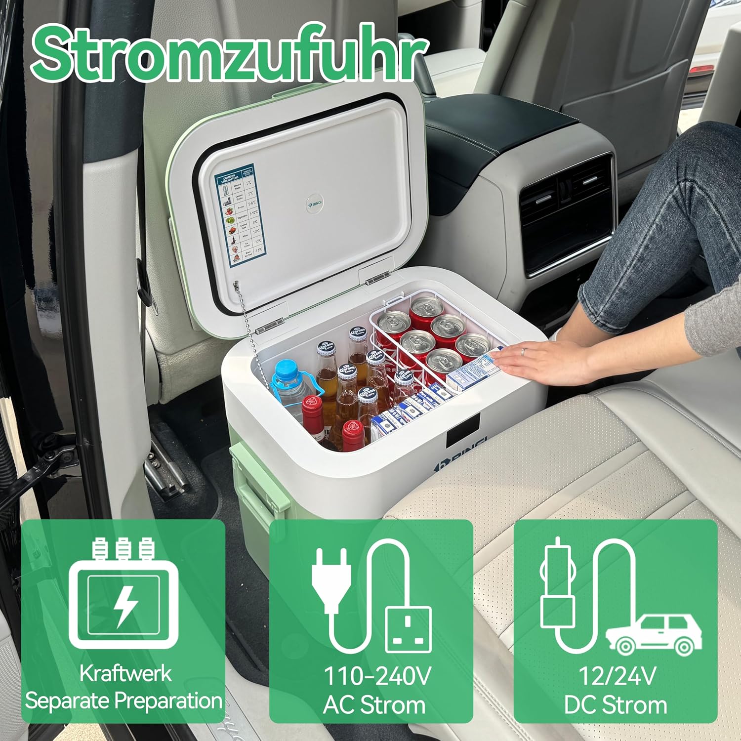Thumbnail 2 de BINGI Kompressor-Kühlbox 22 Liter – 12/24V DC & 230V AC tragbarer Auto-Kühlschrank/Freezer