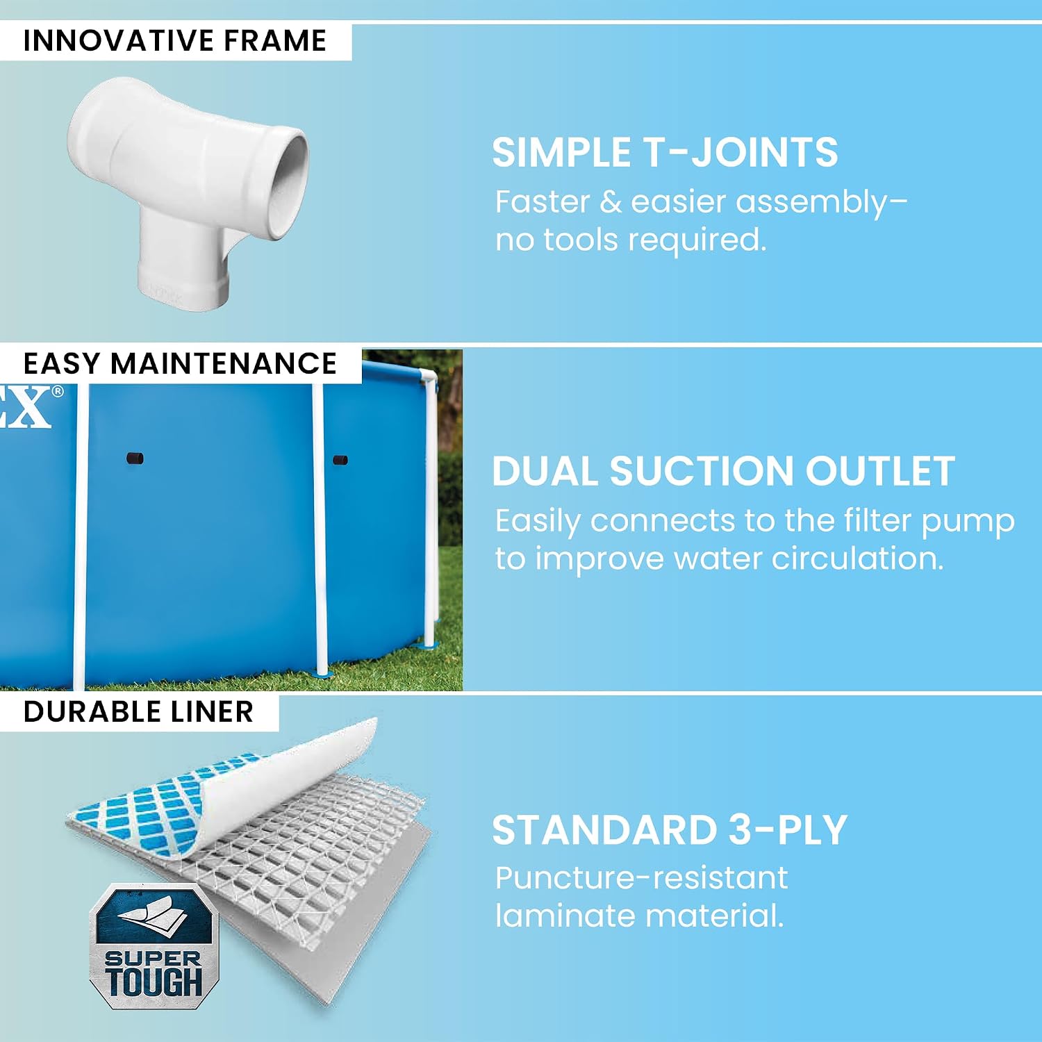 Detalle 2 de Intex 10 ft x 30 in Metal Frame Above Ground Pool Set (28201EP) with 330 GPH Cartridge Filter Pump