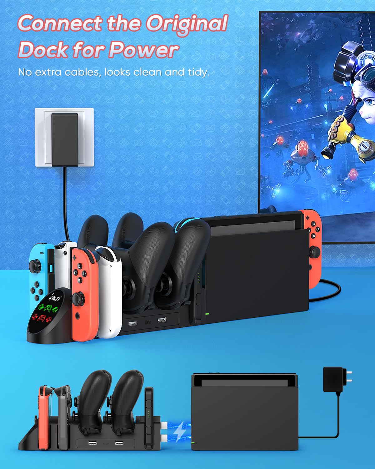 Thumbnail 4 de FASTSNAIL Ladestation für Nintendo Switch / Switch OLED mit Platz für 4 Controller und Pro Controller