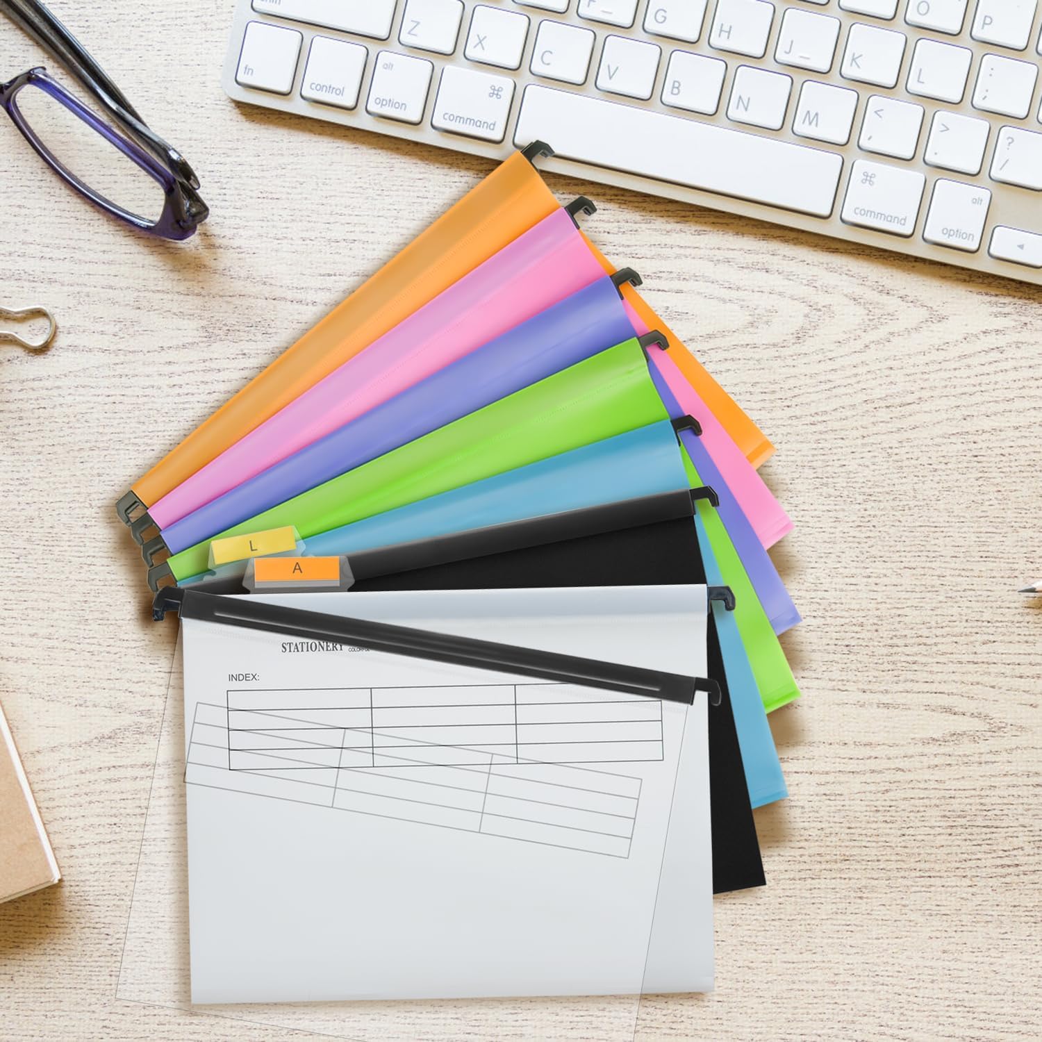 Thumbnail 4 de Hiziwimi 24Pcs A4 Suspension Files – Colour‑coded PP Filing System for 34.8cm wide File Holders
