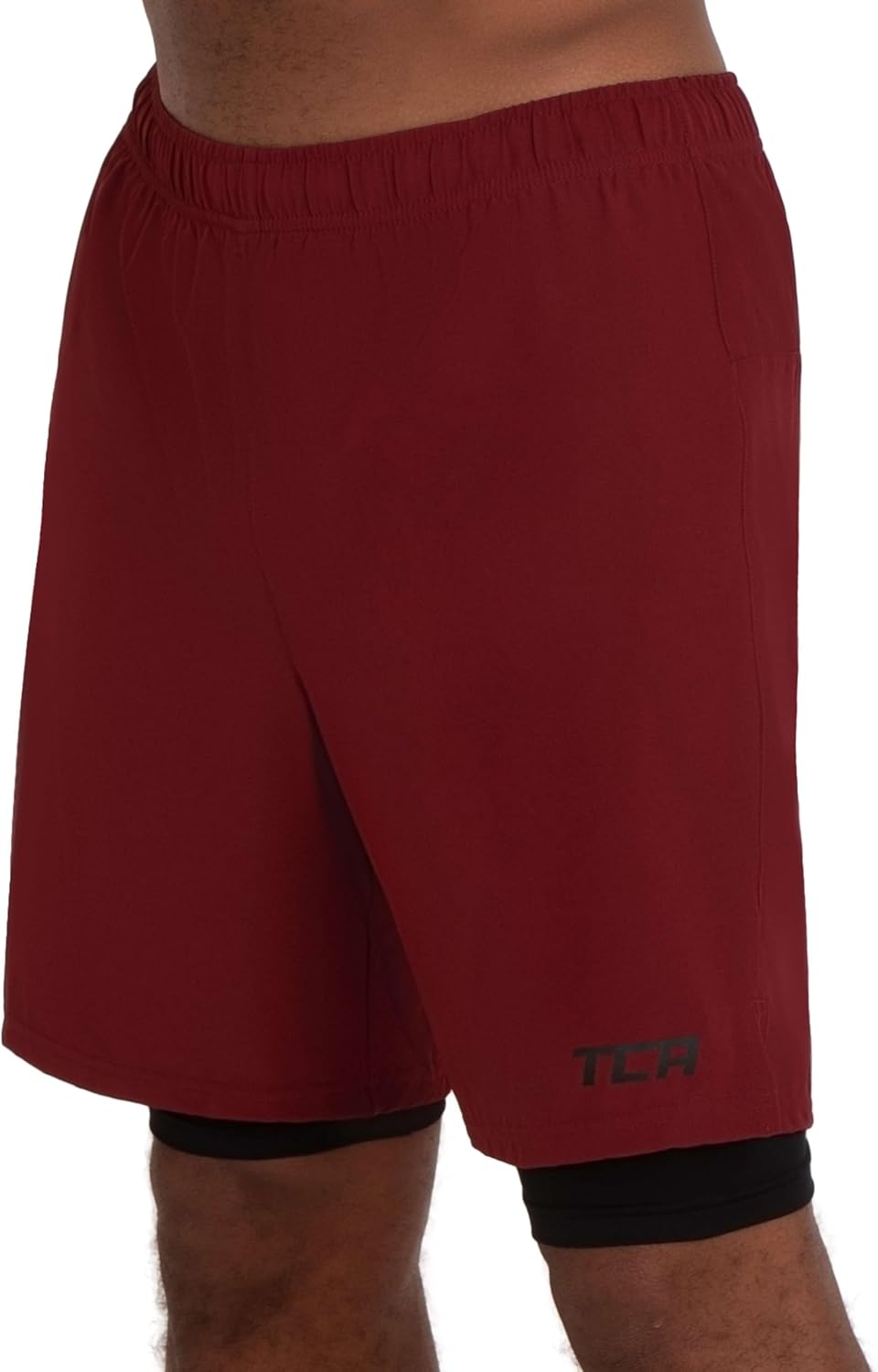 Detalle de TCA Ultra Pantaloncini Uomo Sportivi 2 in 1 da Corsa con Tasche a Chiusura Zip