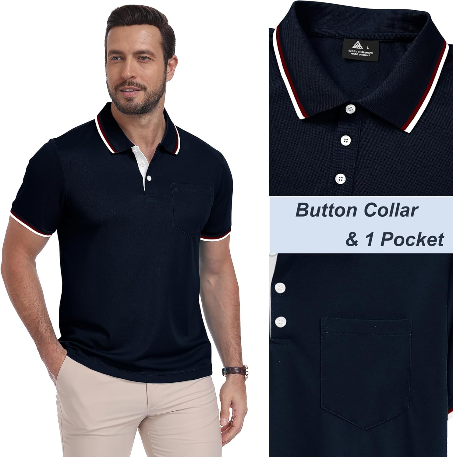 Thumbnail 1 de ZITY Polo Uomo Maniche Corte Pacco da 3 per Golf, Tennis ed Estate (magliette leggere e traspiranti)