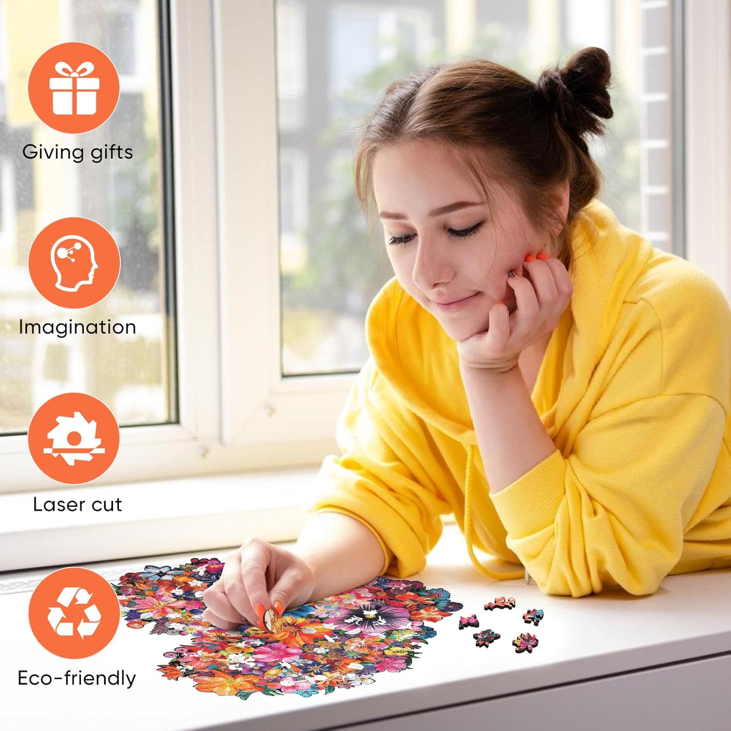 Thumbnail 2 de Mys Aurora 500-Piece Heart Flower Wooden Jigsaw Puzzle for Adults (16.7'' x 16.2'')