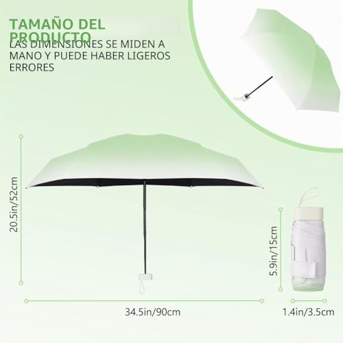 Detalle de Aolso Mini Paraguas del Sol - Paraguas Plegable Antiviento y UV (Verde Degradado) | 6 nervaduras, compacto y ligero