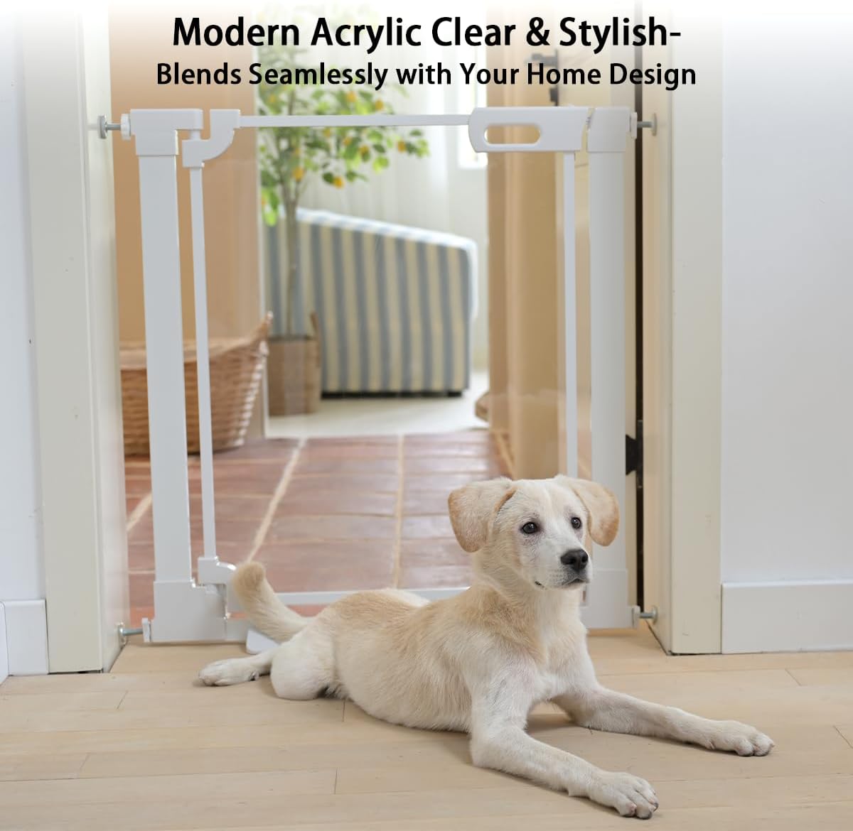 Detalle de Xifamniy Clear Stair Gate (74-98cm wide) – 76cm tall acrylic baby and pet gate