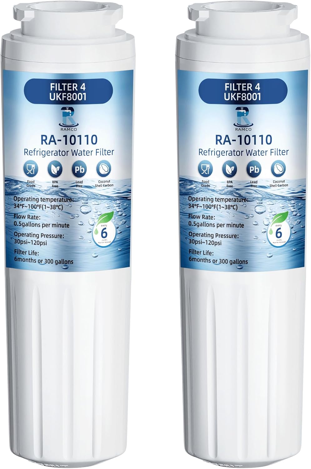 Detalle de ramco EDR4RXD1/UKF8001 Refrigerator Water Filter Replacement, Coconut-Shell Carbon