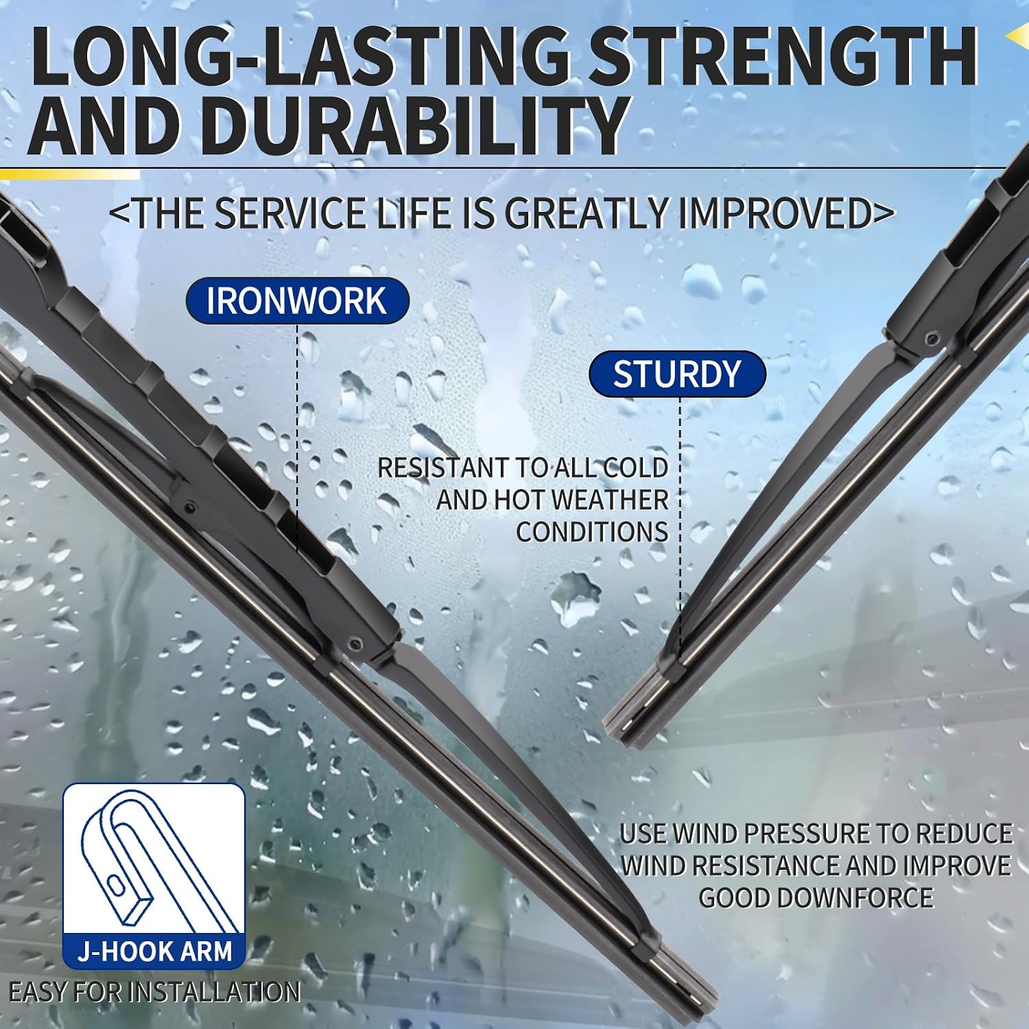 Thumbnail 1 de JINGOU 18'' + 18'' Wiper Blades (Pack of 2) for Ford Ranger 1995-2011