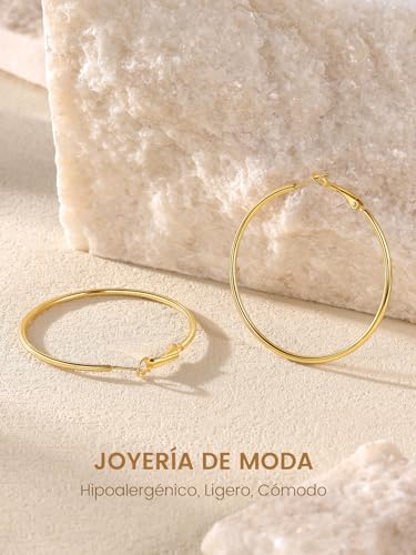 Thumbnail 6 de GoldChic Pendientes de Aro Dorado de Acero Inoxidable 50mm: Minimalistas, Ligeros y Hipoalergénicos