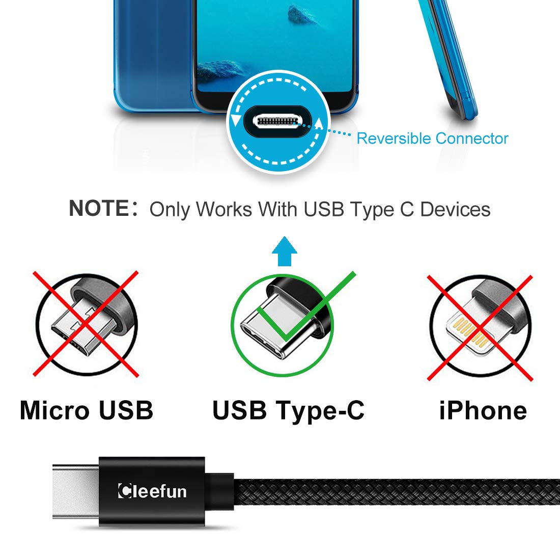 Thumbnail 6 de CLEEFUN 15m/50ft USB-A to USB-C Extra Long Charging Cable (USB 2.0, braided)