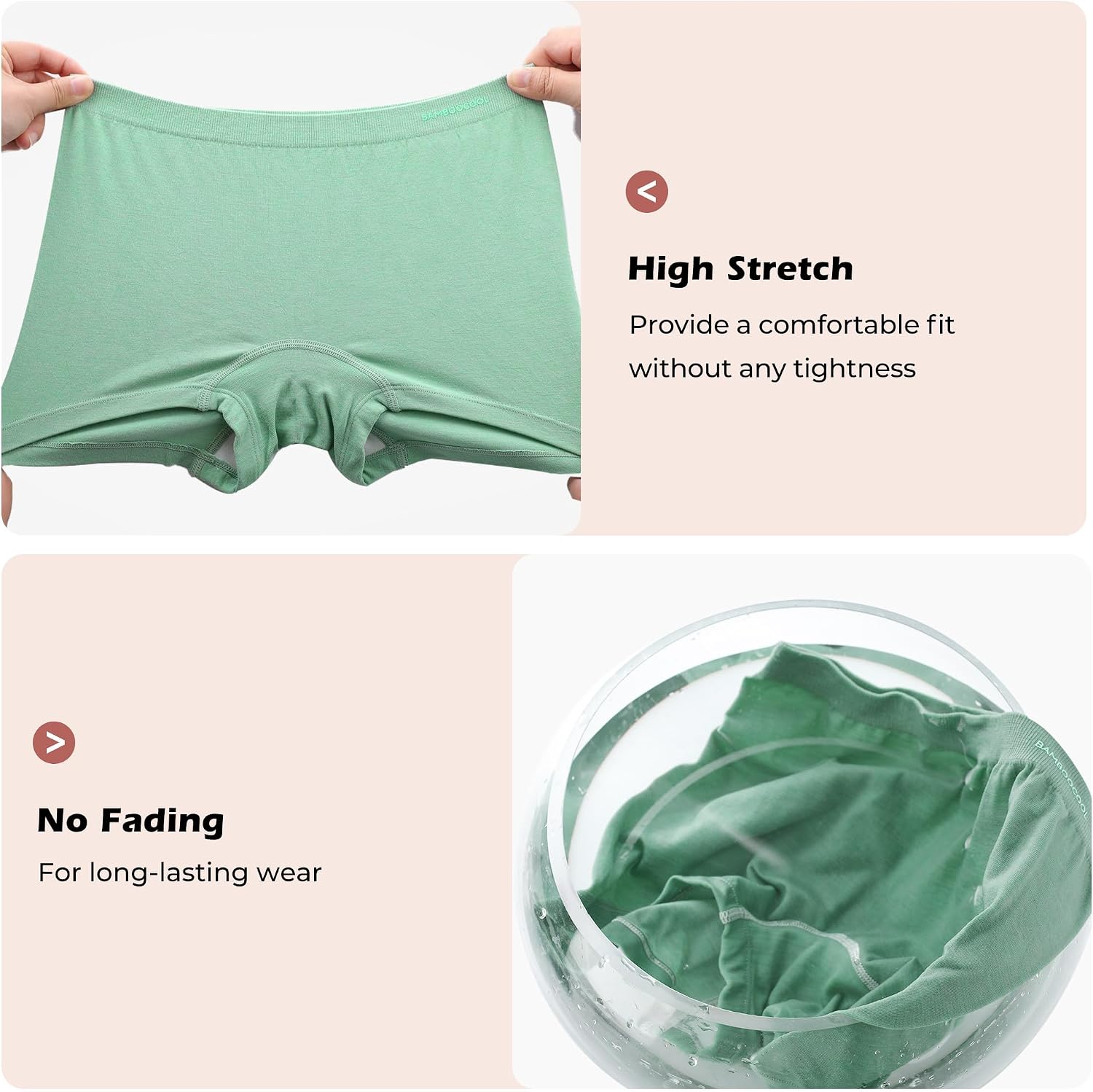 Thumbnail 5 de BAMBOO COOL Womens Seamless Boyshorts Underwear (Mid Rise) – Breathable Stretch 5-Pack