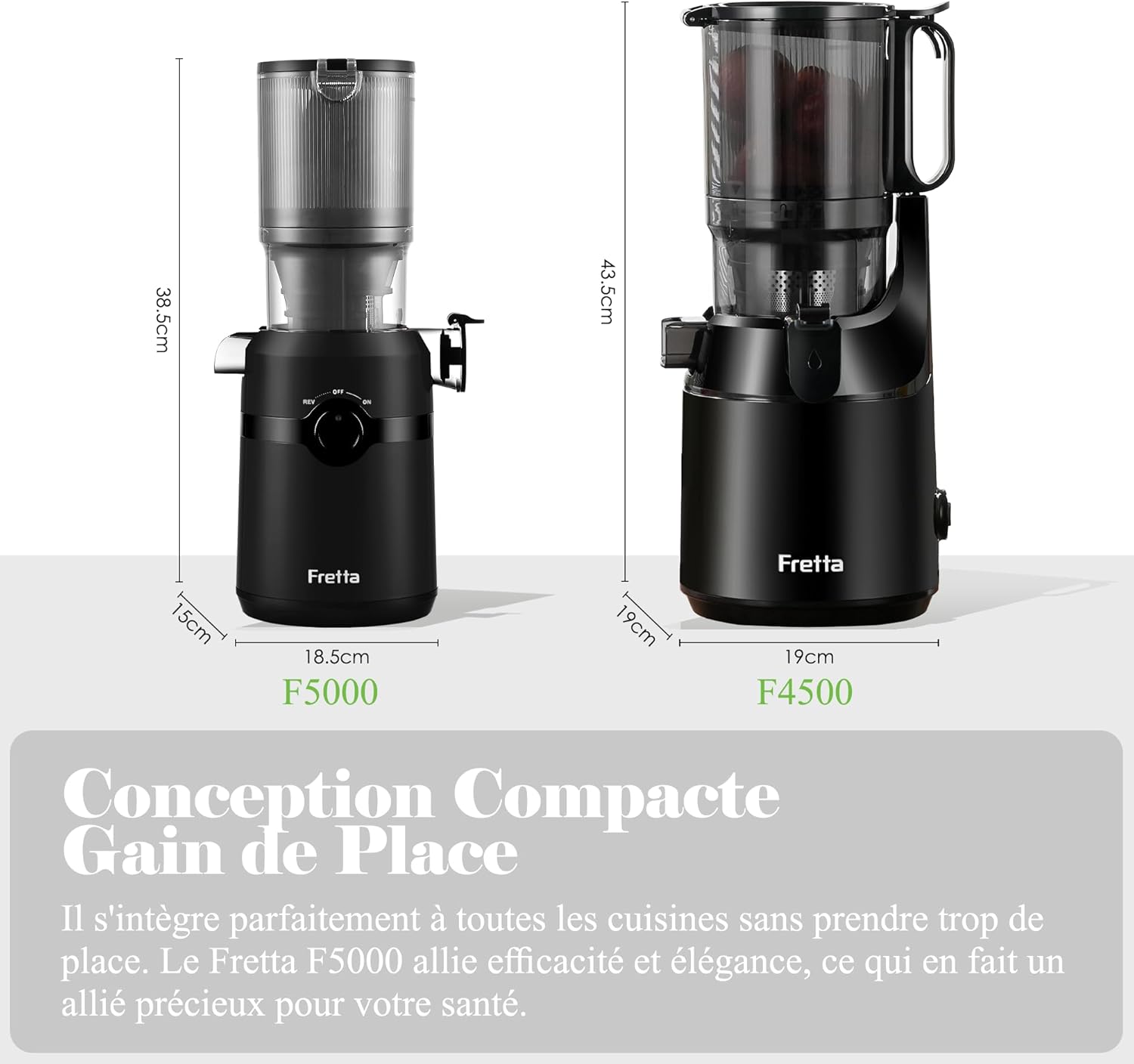 Thumbnail 4 de Extracteur de jus Fretta Slow Juicer (pression à froid) grand diamètre 108 mm, capacité 1 L, 200 W, sans BPA