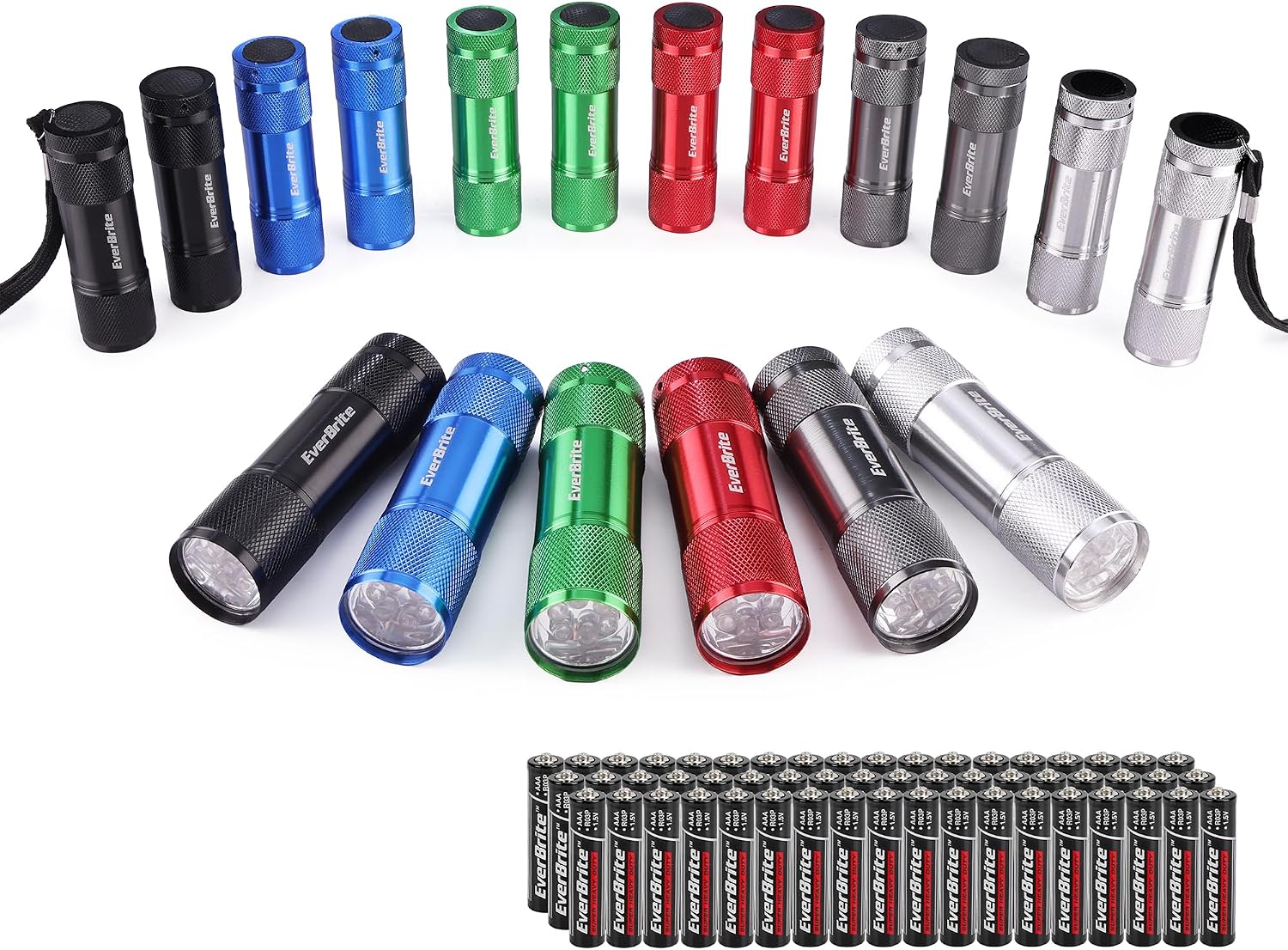 Detalle de EverBrite E000007 18-Pack Mini LED Flashlights, Aluminum, 6 Colors