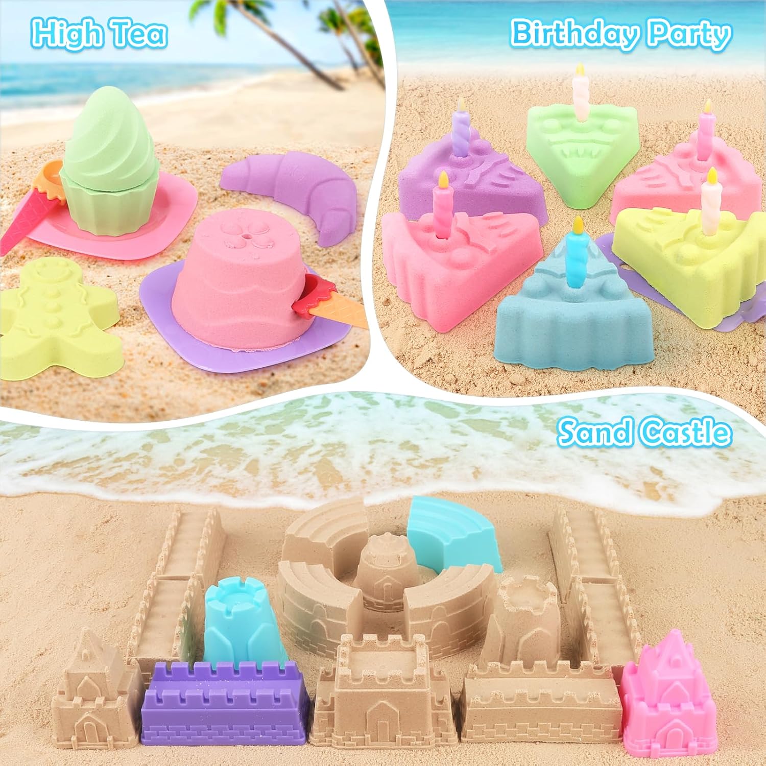 Thumbnail 2 de Joyreal 49-teiliges Sandspielzeug-Set „Eis“ für Kinder (Strand, Sandkasten) mit Schaufel, faltbaren Eimern und Sandformen