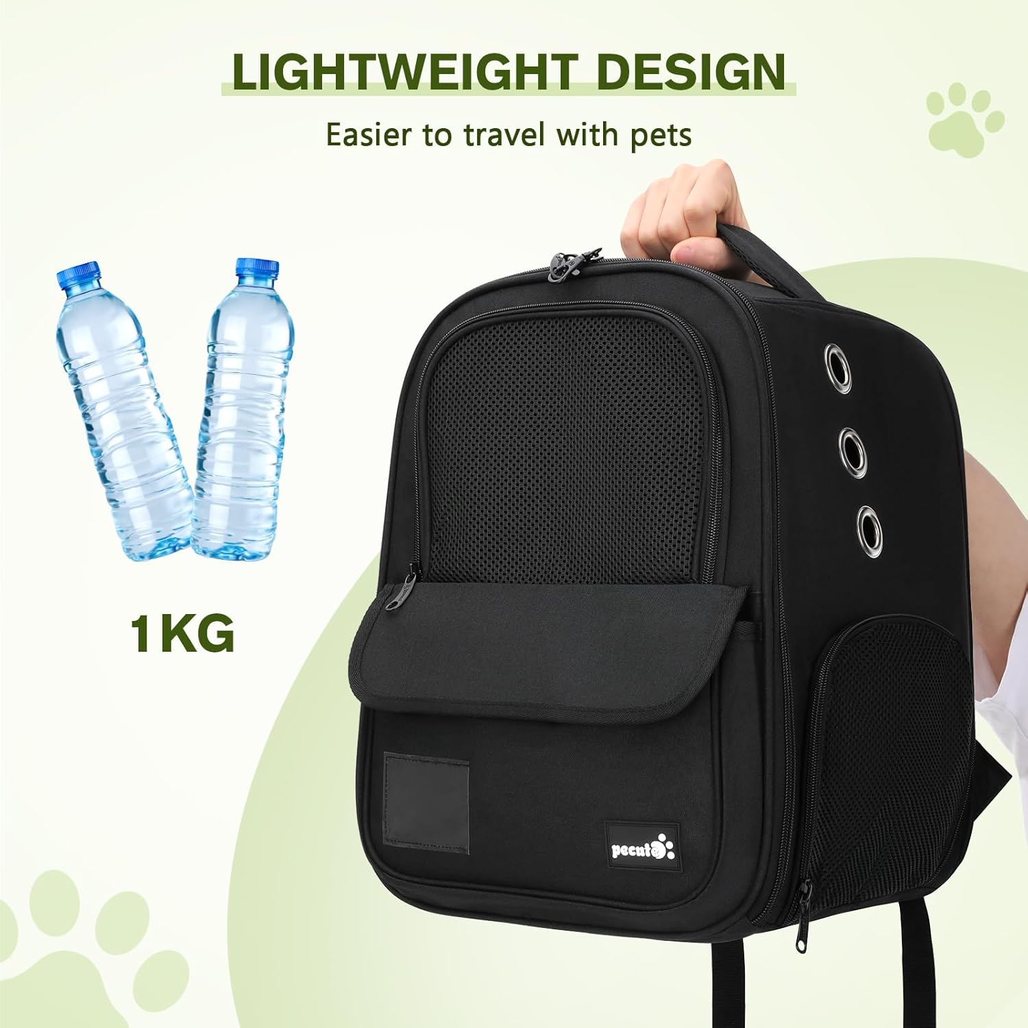Thumbnail 6 de Pecute Sac à Dos Chat Chien Design Classique – sac de transport respirant avec fenêtre en filet et matelas en peluche amovible
