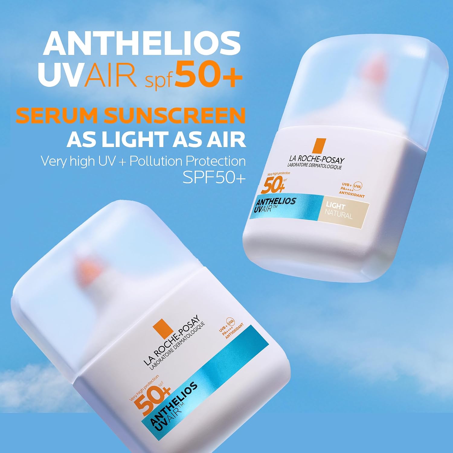 Detalle de La Roche-Posay Anthelios UVAIR Serum Sunscreen SPF50+ Light, Tinted Serum Sunscreen with Hyaluronic Acid, Niacinamide & Vitamin E