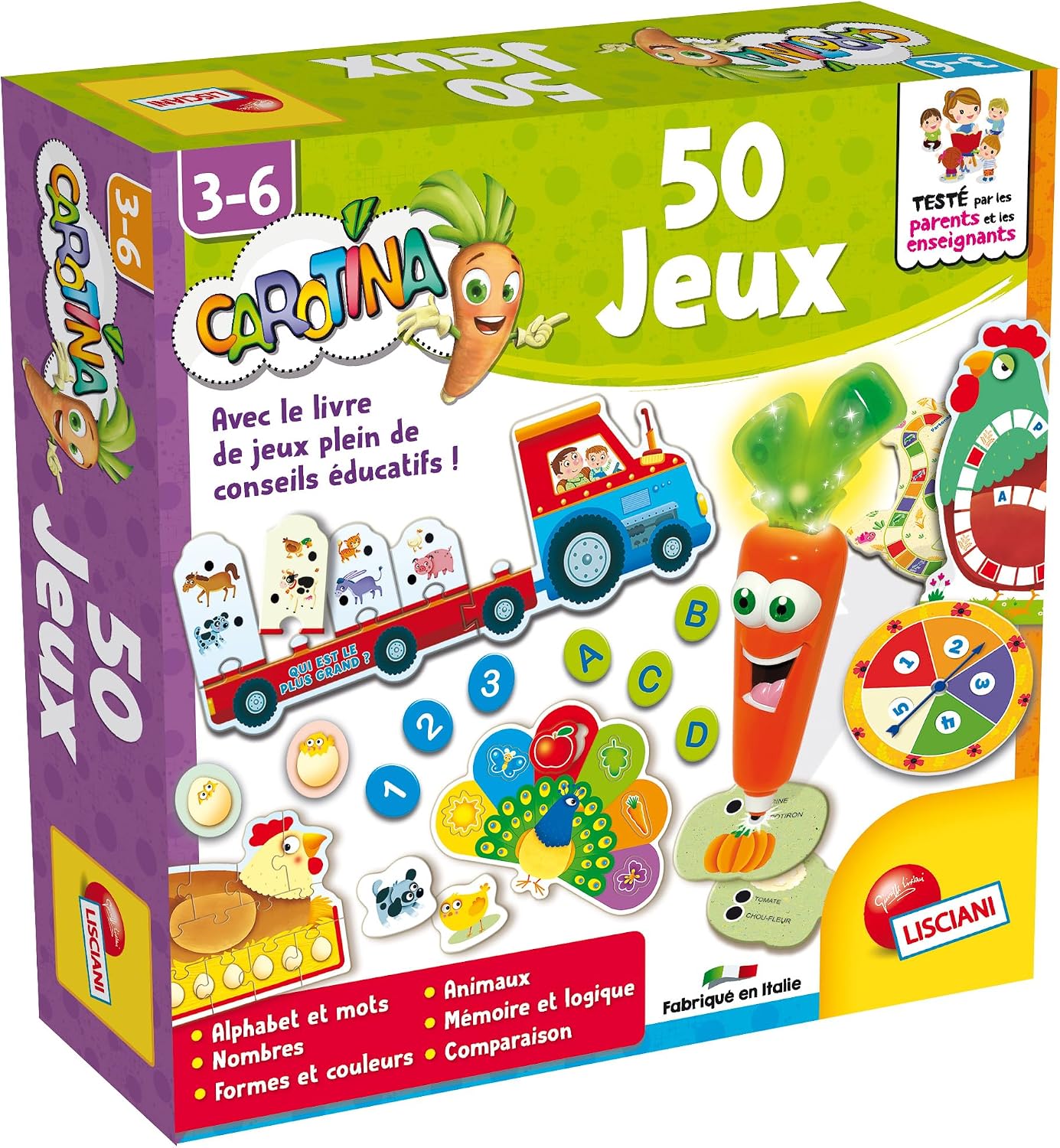 Detalle de Lisciani CAROTINA Coffret 50 Jeux pour Enfants de 3 à 6 ans – Stylo Parlant