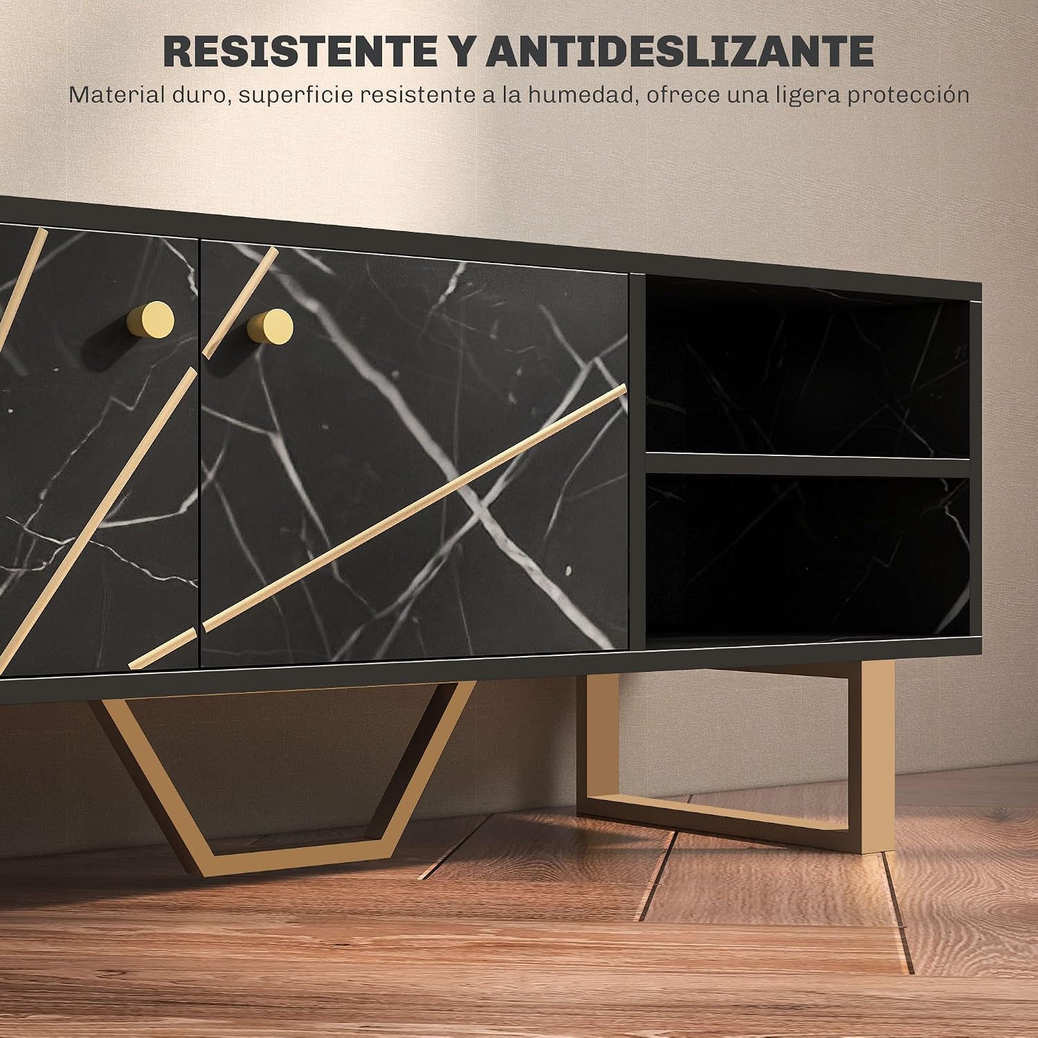 Thumbnail 6 de HOMCOM Mueble de TV Efecto Mármol Negro y Dorado 🖤
