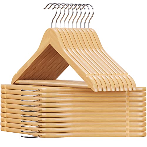 Detalle de SONGMICS Grucce Legno 20 Pezzi CRW001-20 – Antiscivolo, Gancio a 360° e Vero stile naturale