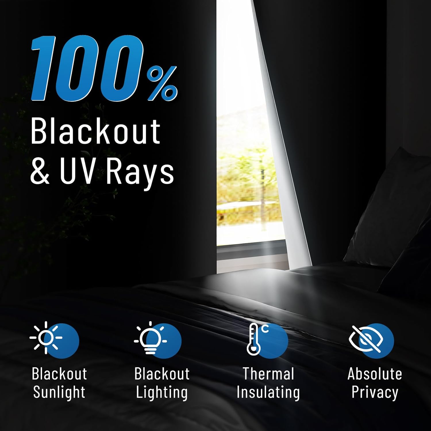 Thumbnail 3 de RCHYFEED Blackout Blinds for Bedroom, 145x200cm: Traceless Removable, Portable Window Shade