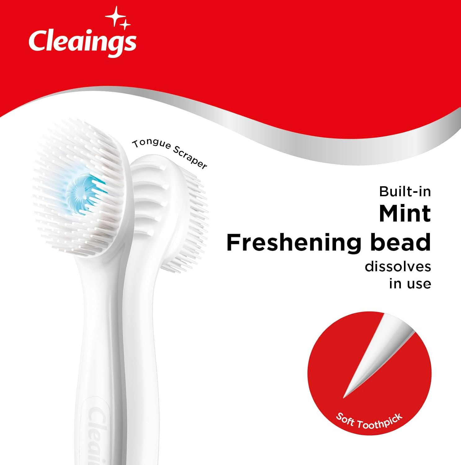 Detalle de cleaings® Disposable Mini Toothbrushes, 48-Count, Pre-Pasted Mint with Picks