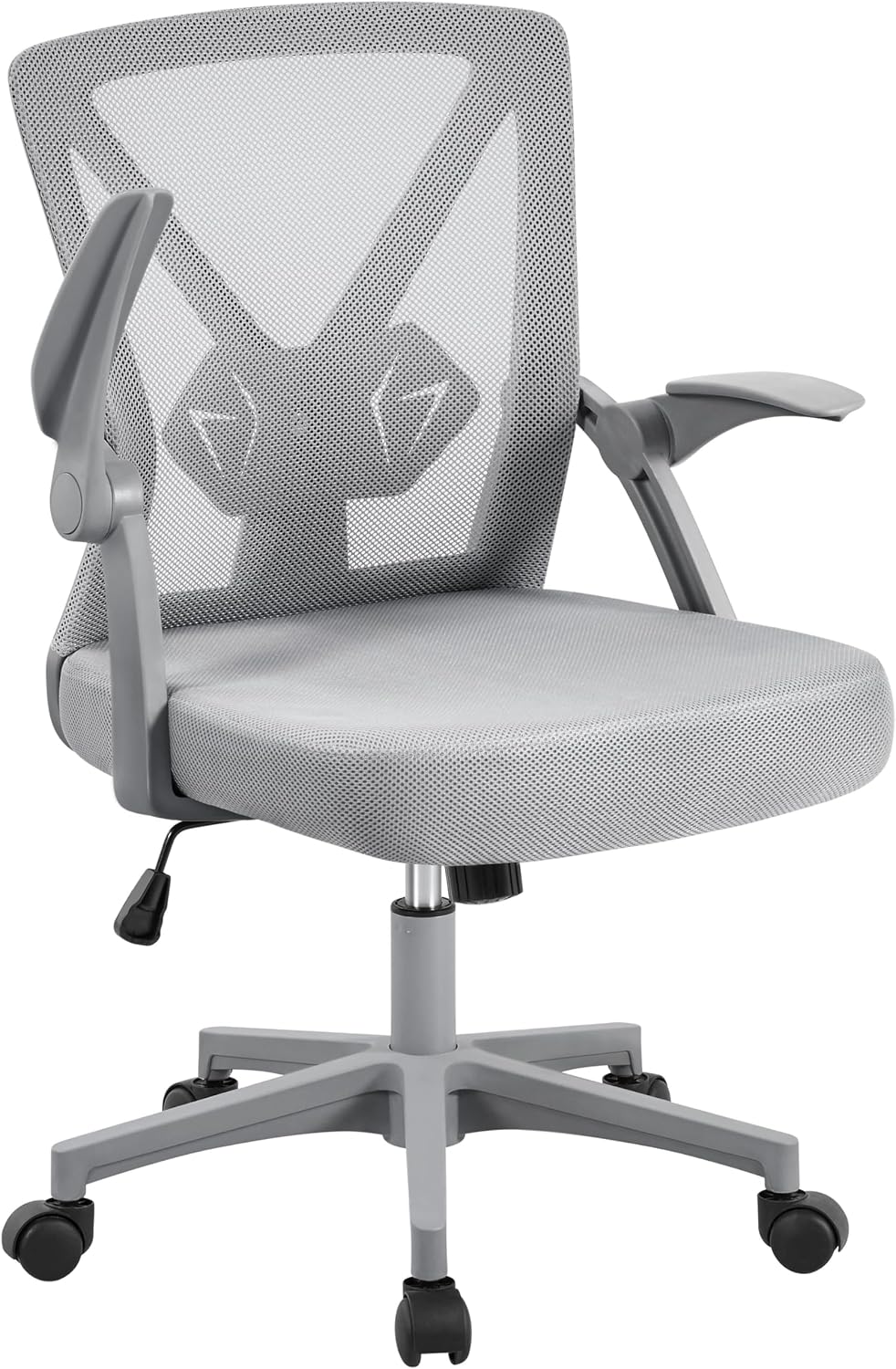 Detalle de Yaheetech sedia da ufficio ergonomica con braccioli reversibili e schienale in rete, supporto lombare regolabile, grigia