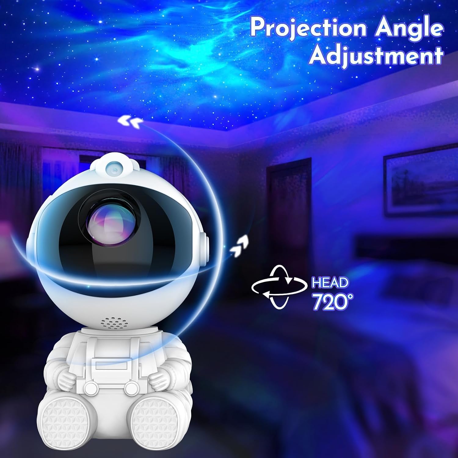 Detalle 2 de JIWYJOT XKM-002 Astronaut Galaxy Projector with 8 Nebula Colors and Remote