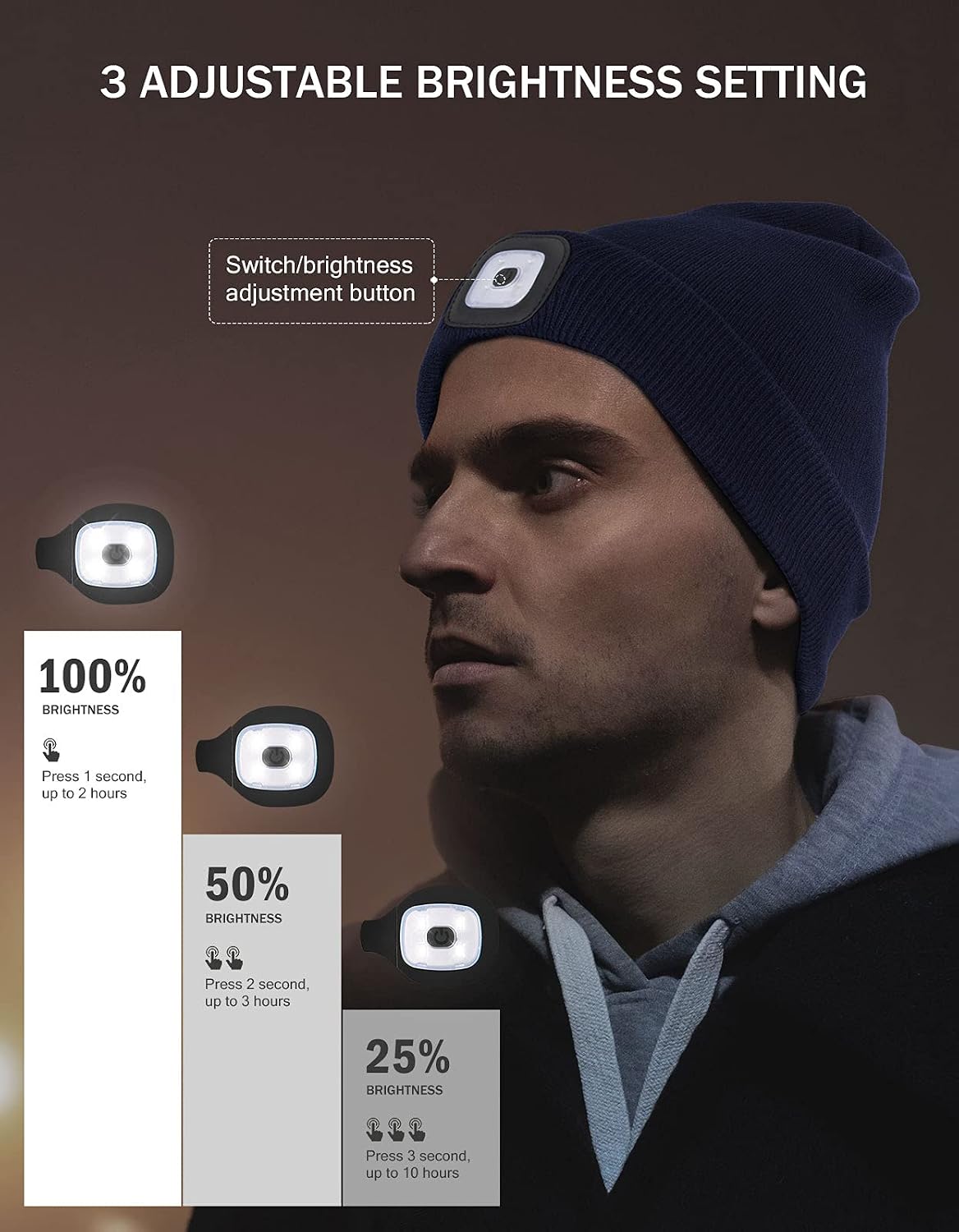 Detalle 1 de YunTuo LED beanie, one size