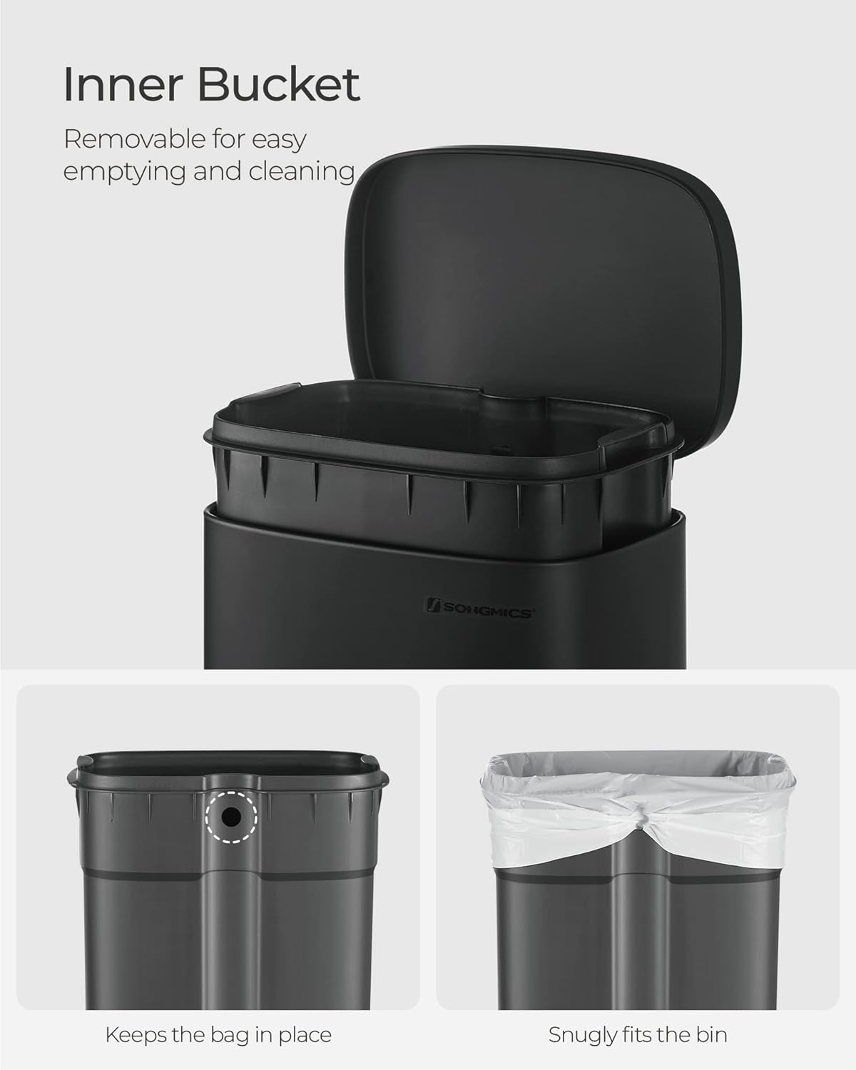 Thumbnail 4 de SONGMICS Kitchen Bin 13 Gallon (50 L) with Soft Close Lid and Pedal, Blue LTB050L02
