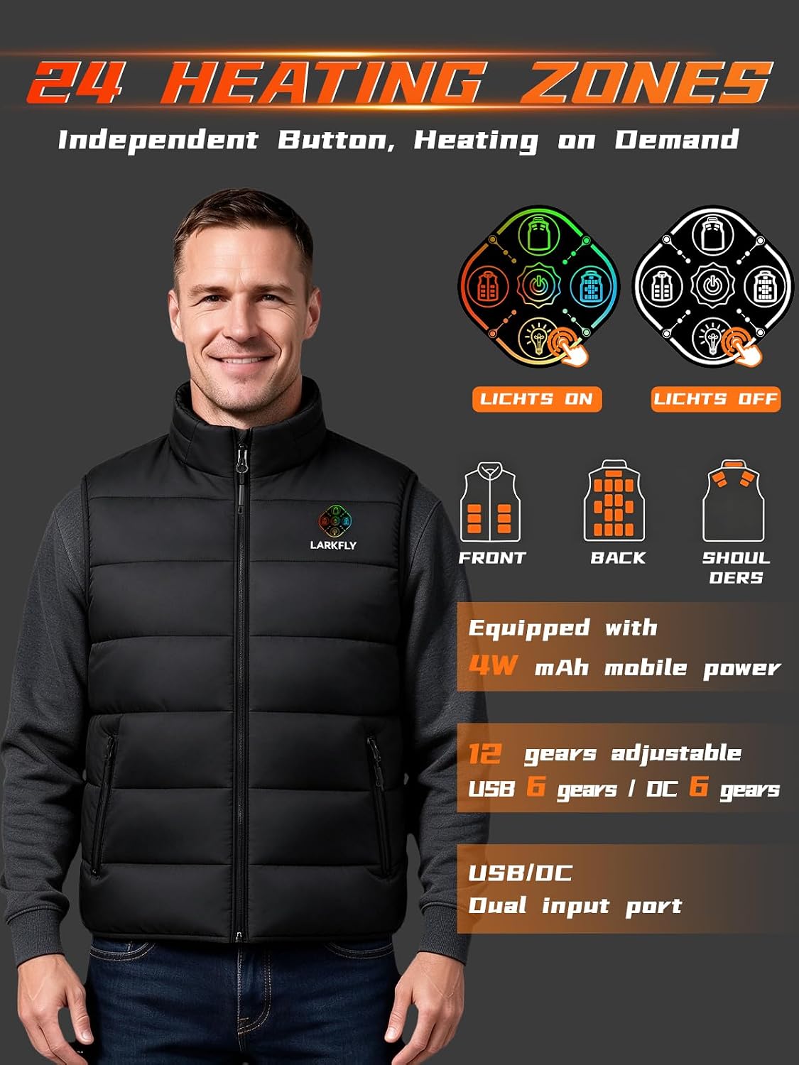 Detalle de Larkfly Heated Vest with 7.4V Battery