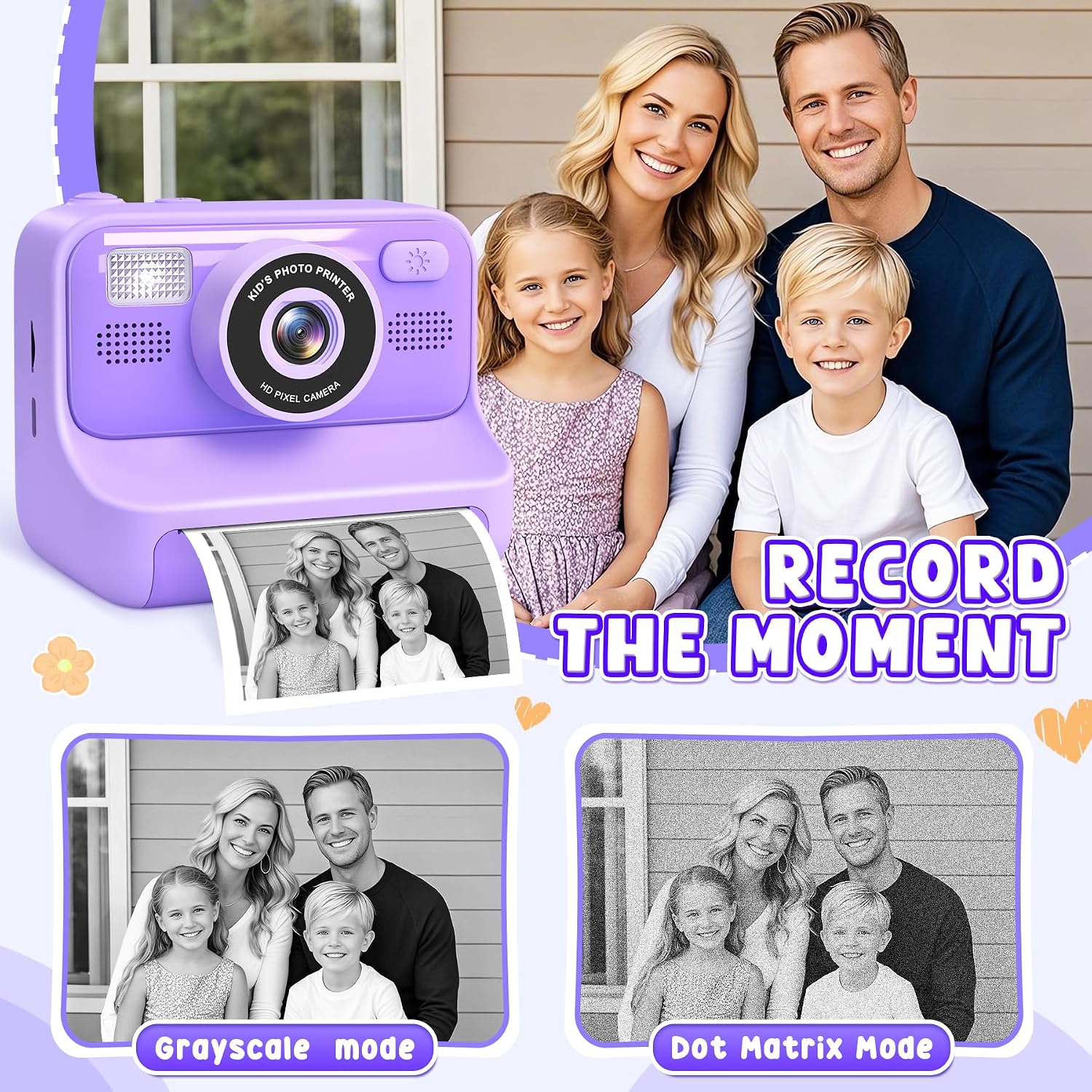 Thumbnail 2 de Subtail: Fotocamera istantanea per bambini 1080P, 32 GB, guida fidata per selfie e momenti creativi dai 3 ai 12 anni