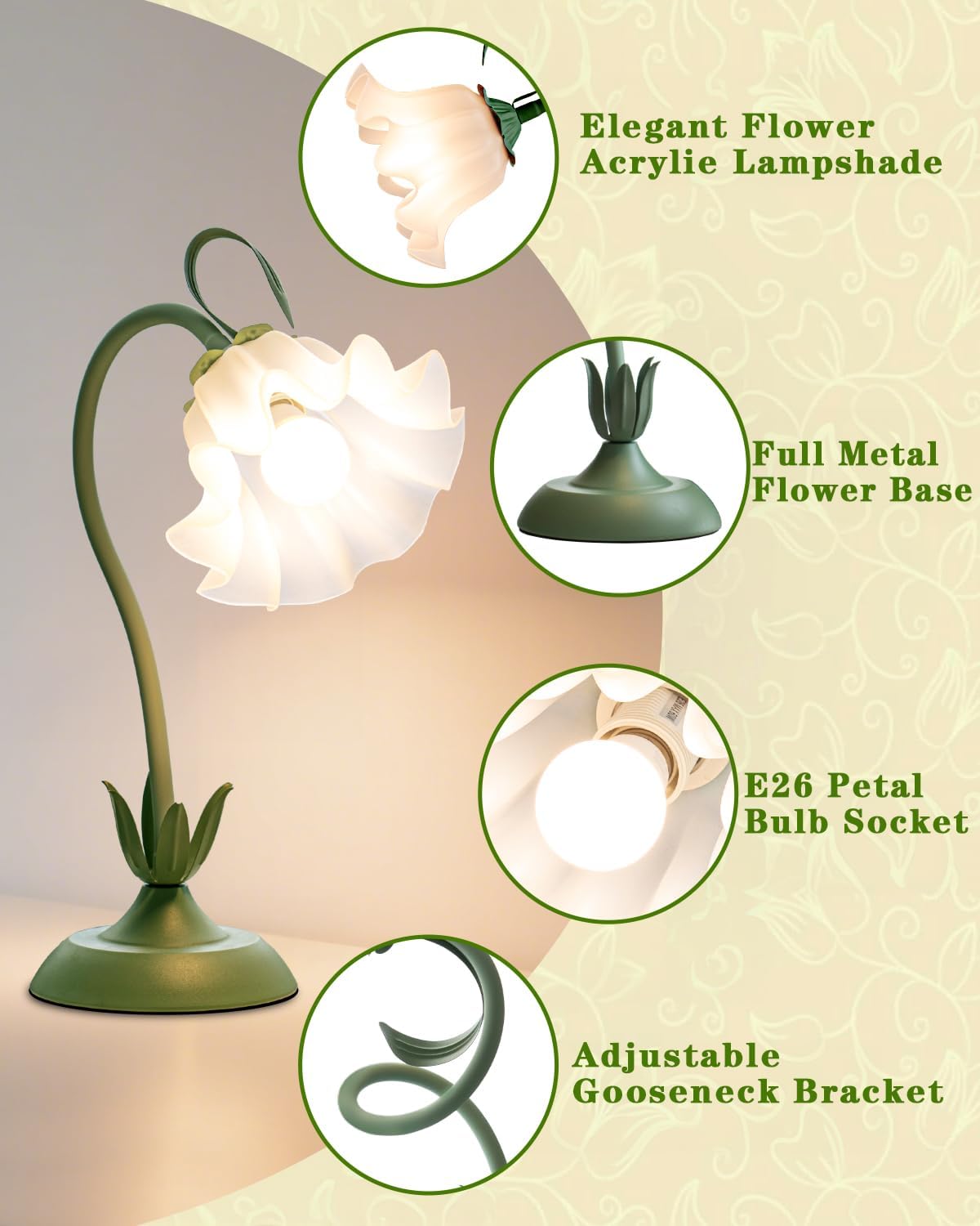 Thumbnail 2 de WERFOP Floral Table Lamp 3-Mode
