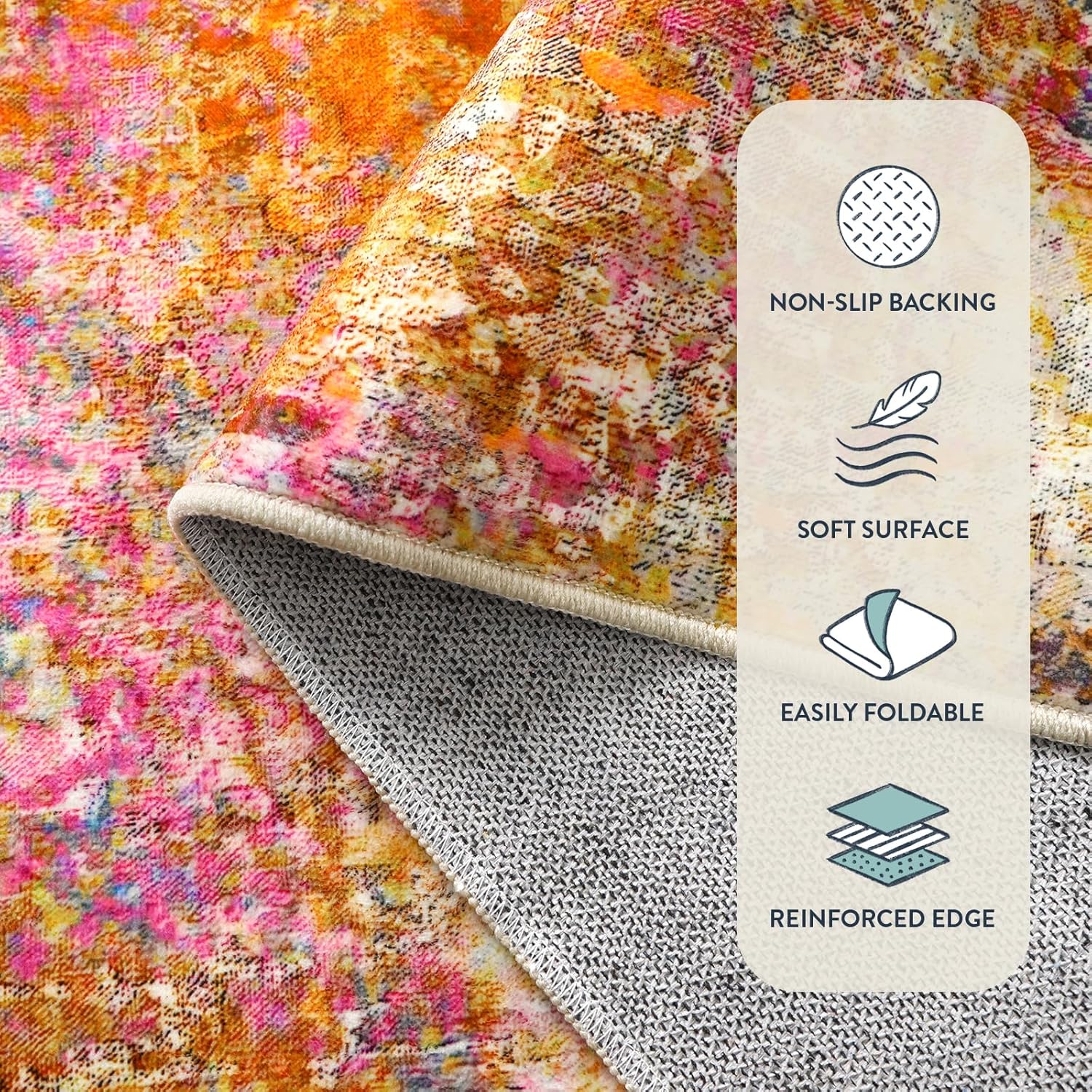 Thumbnail 2 de Lahome Modern Abstract 9x12 Area Rug (Non-Slip, Washable) for Living Room, Bedroom, Dining & Office