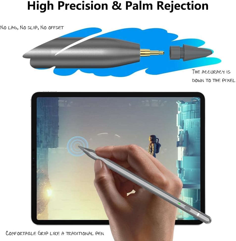 Detalle de Pencil 1. Generation für iPad (2018–2026) mit USB-C Schnellladeleistung und Neigungssensitivität