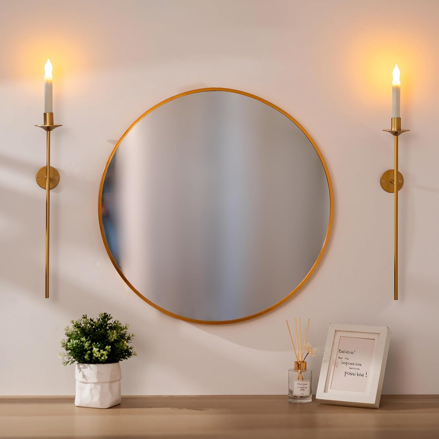 Detalle de Sziqiqi YSZTZ2243 väggljusstakar i guld, metall, 46,5 cm, 2-pack