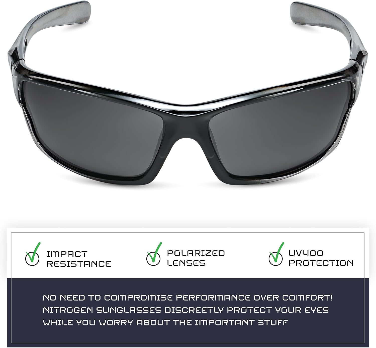 Detalle de Nitrogen Polarized Wrap Around Sport Sunglasses – UV400, Polycarbonate, All‑Day Comfort