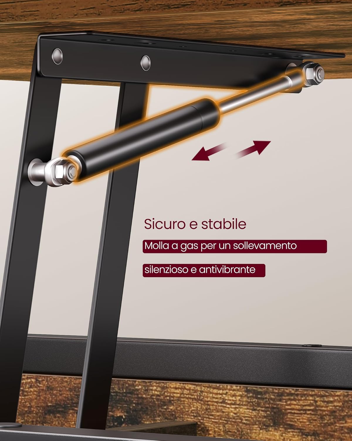 Thumbnail 5 de VASAGLE Tavolino con piano sollevabile LCT261KD02, stile industriale vintage (50 x 100 cm)