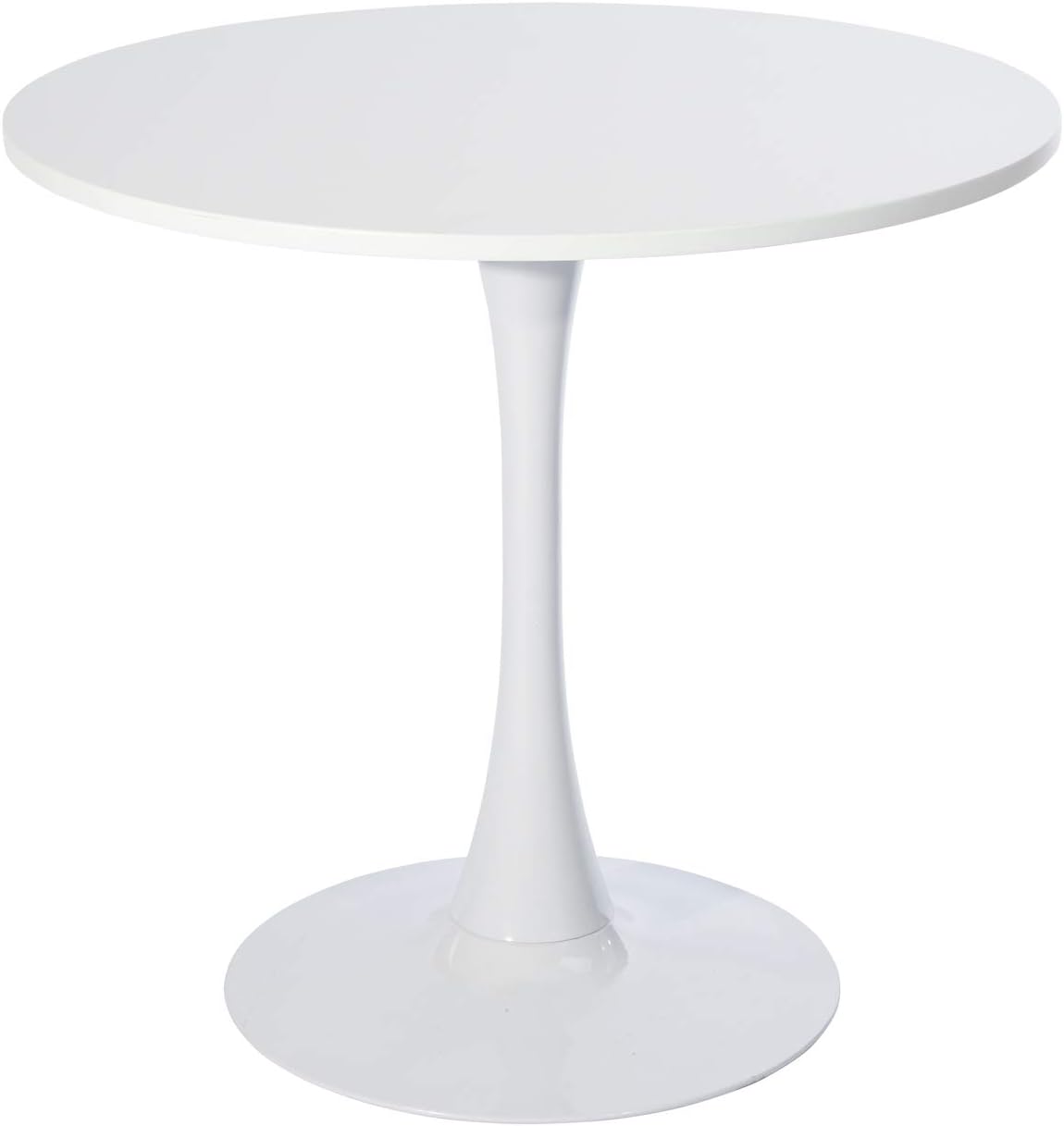 MEUBLE COSY Tavolo da Pranzo Rotondo 80x80x73 cm stile scandinavo, struttura in metallo bianco (fino a 4 persone)