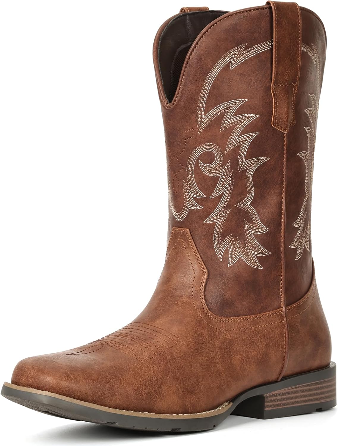 Detalle de IUV Men's Cowboy Boots, Square Toe with Classic Western Embroidery