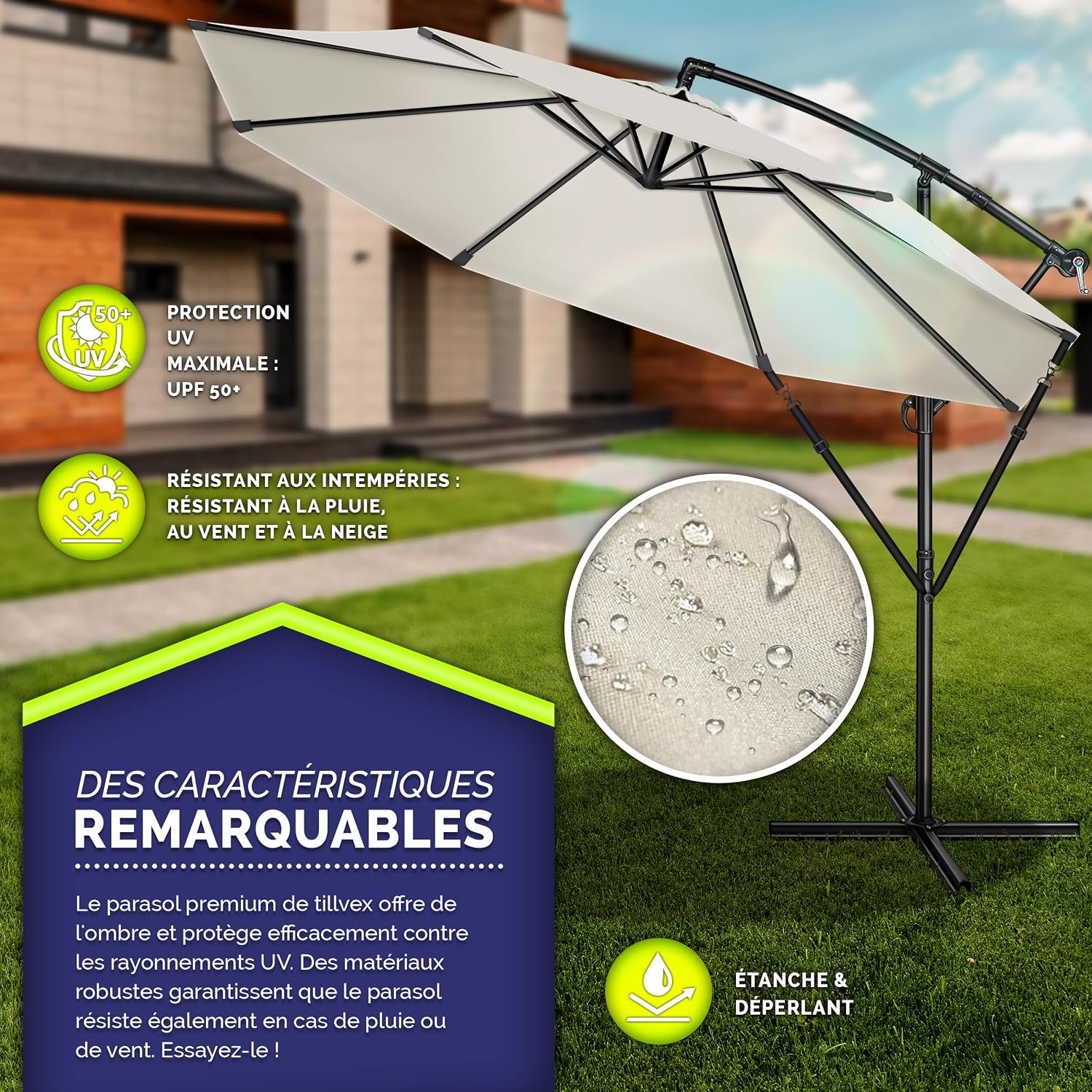 Detalle 2 de Tillvex Parasol déporté hexagonal 3M