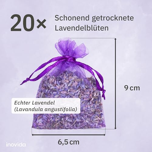 Detalle de Inovida Lavendel Duftsäckchen Kleiderschrank – 20x getrockneter Lavendel, Mottenabwehr & Duft