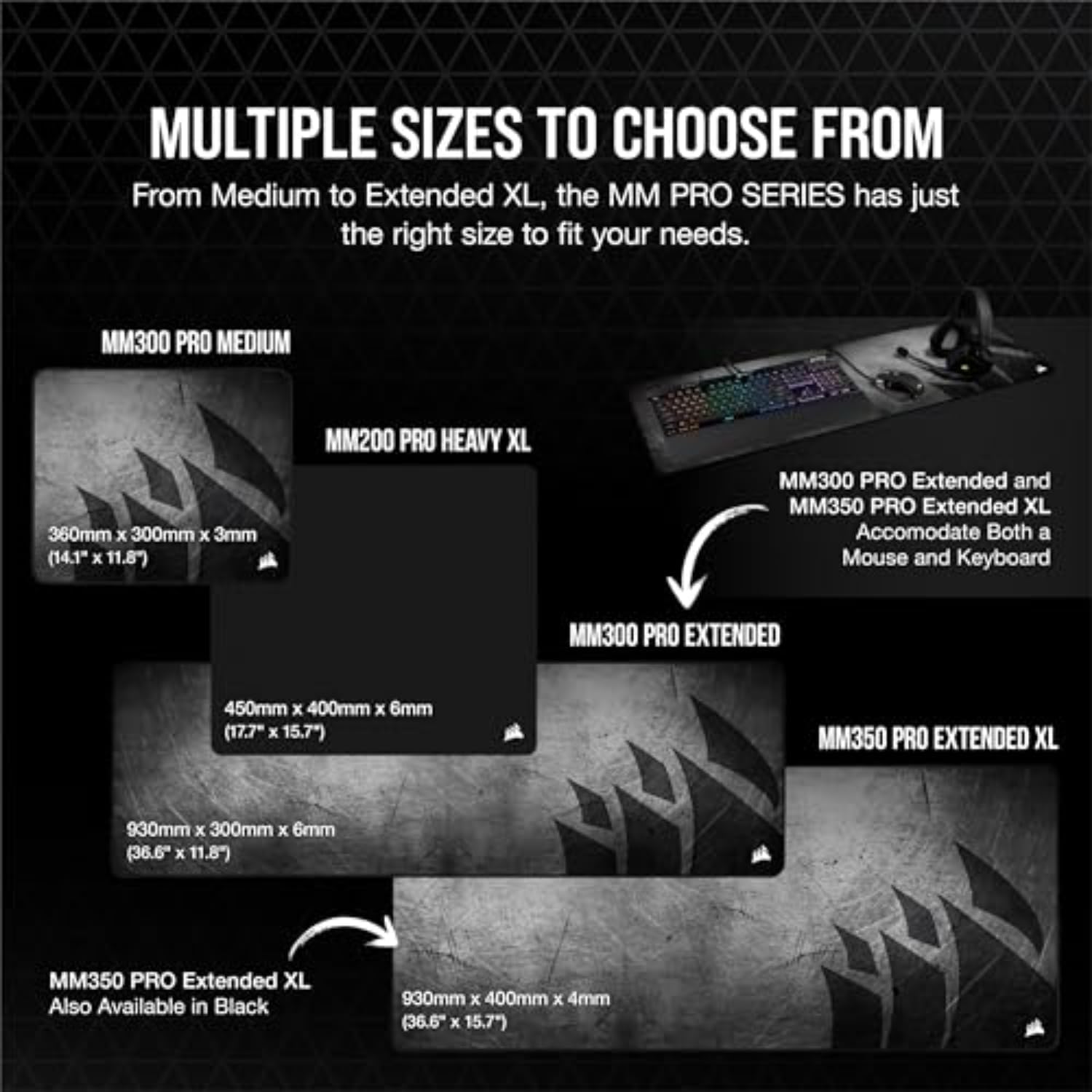 Thumbnail 6 de CORSAIR MM350 PRO CH-9413771-WW Extended XL 防滴・防汚ゲーミングマウスパッド 930×400mm・4mm厚