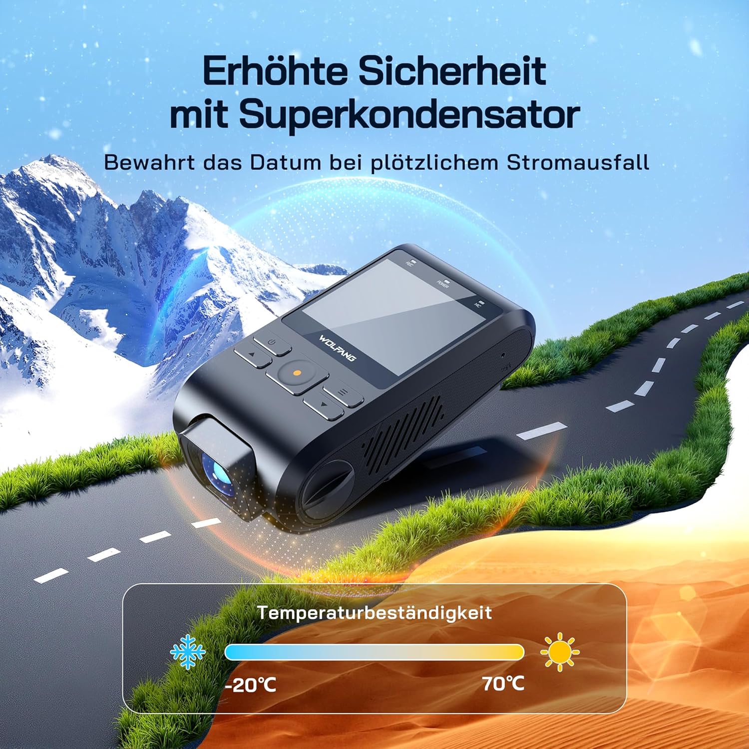 Thumbnail 5 de WOLFANG Dashcam Mini 2,5K (1440p) mit WiFi, 32-GB-microSD & 170°-Weitwinkel