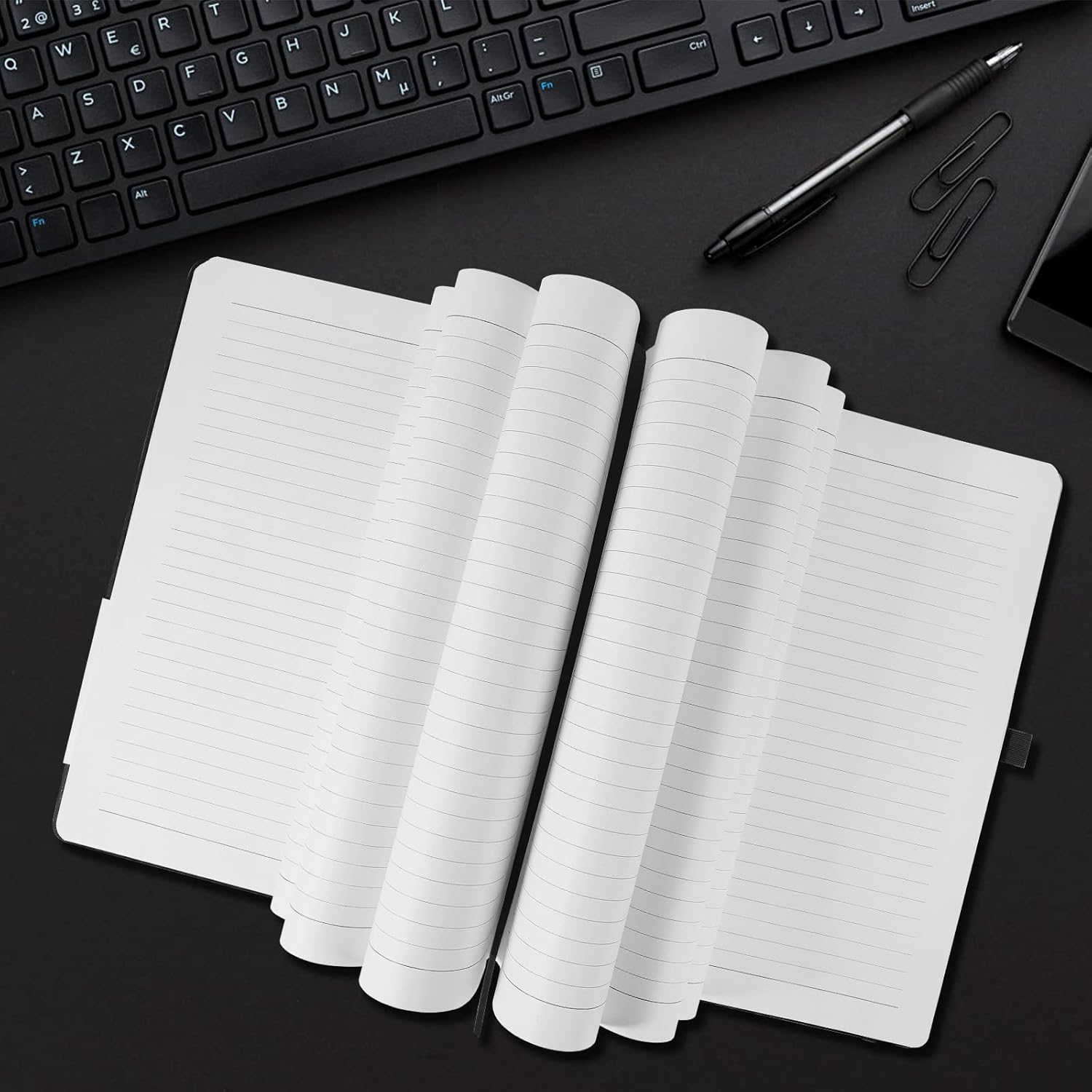 Thumbnail 5 de HIJYOO 2-Pack A4 Ruled Hardcover Journal Notebooks with Elastic Closure, Bookmark & Pen Loop (Purple+Blue)