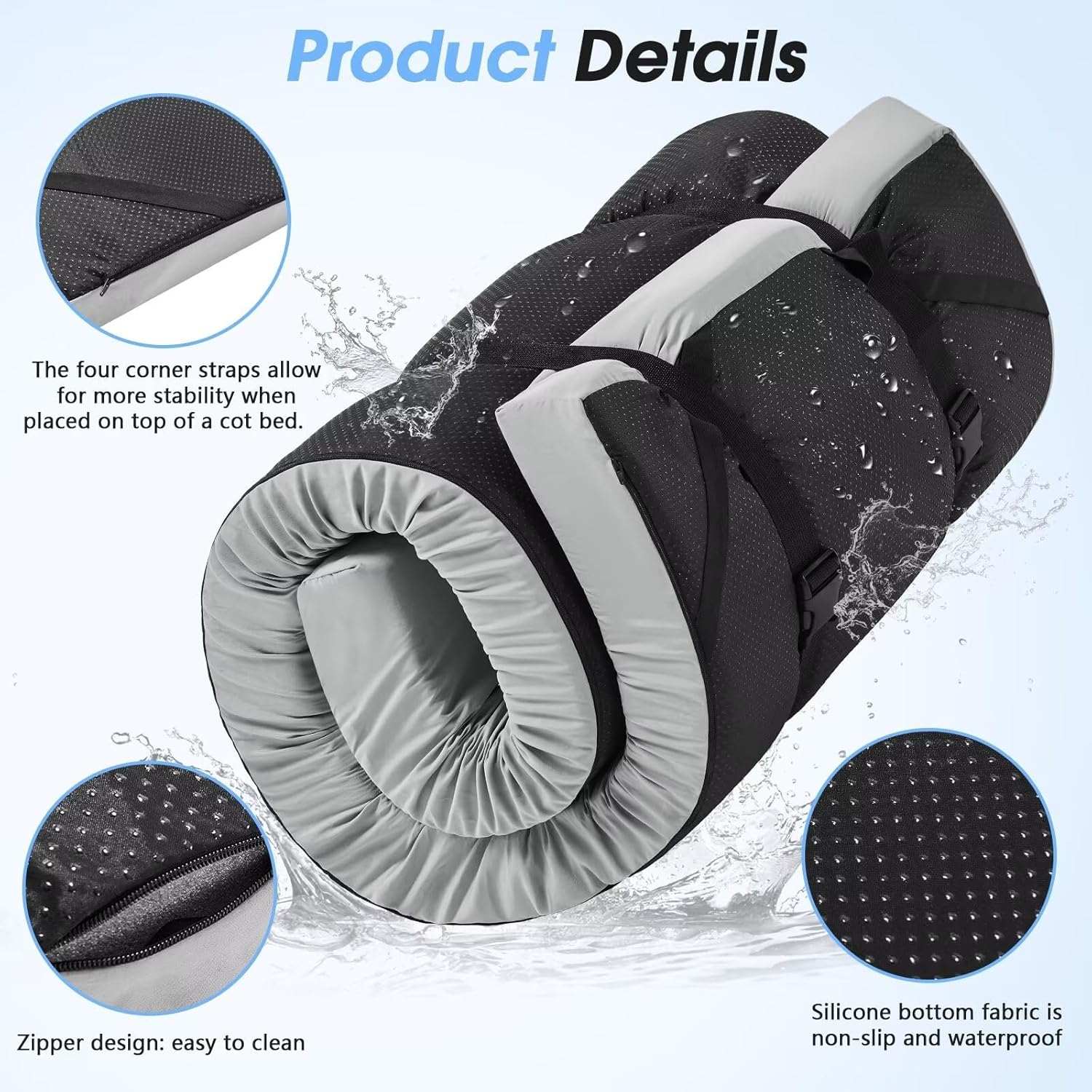 Thumbnail 4 de CYMULA Memory Foam Camping Mattress Pad (3-inch) with Non-Slip Roll-Up Design