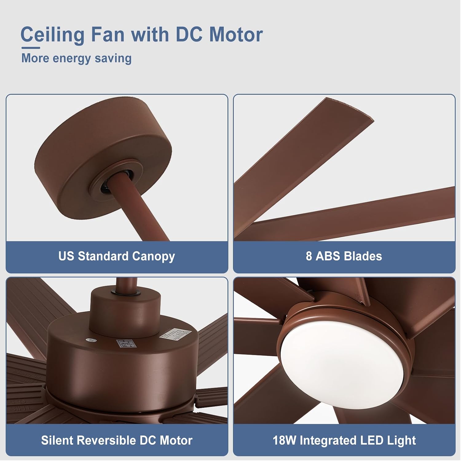 Thumbnail 6 de BvenuBigLite WS-FPZ60-8-BR 60-Inch Farmhouse Ceiling Fan with Light