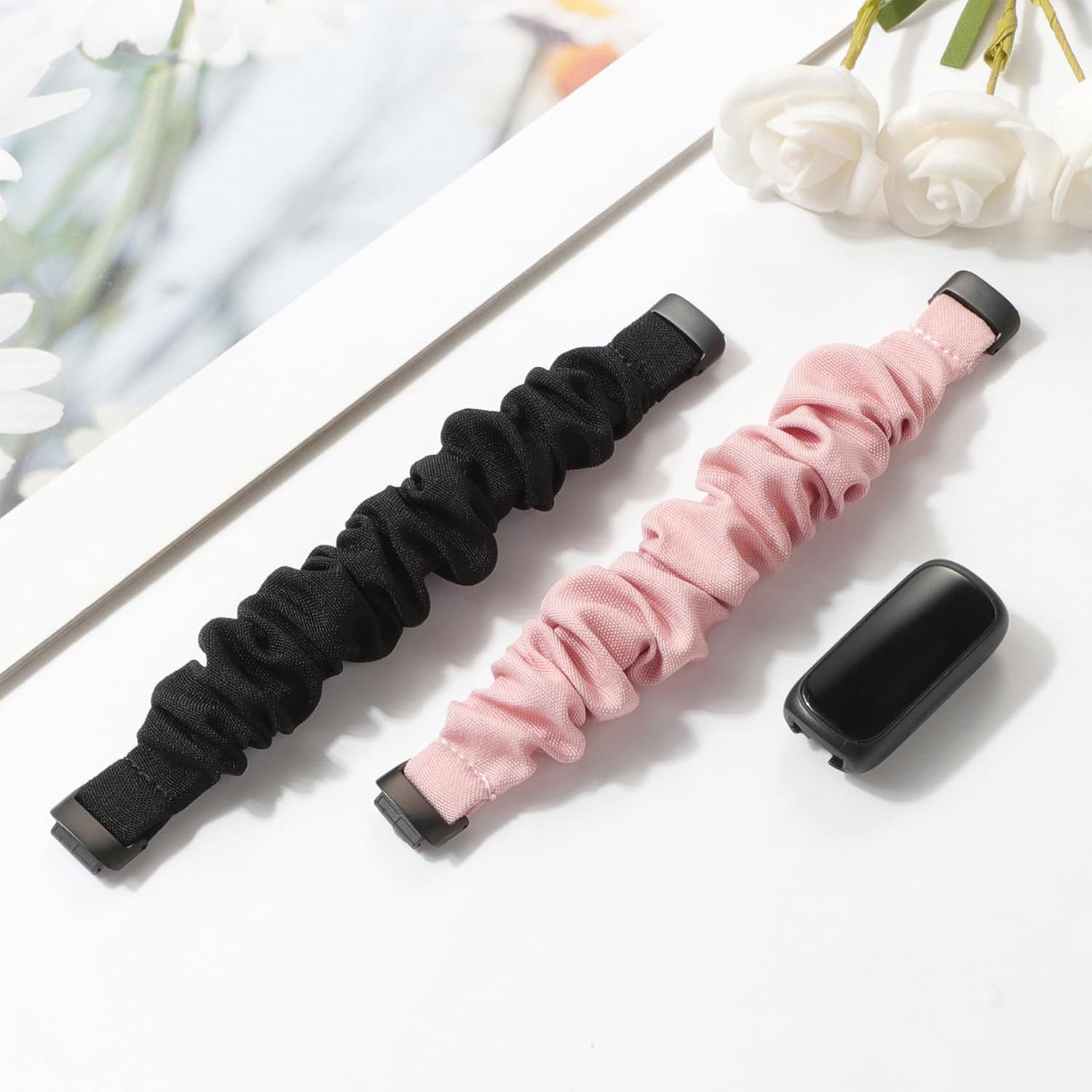 Detalle 2 de Folavii Fitbit Inspire 3/Inspire 2用シュシュバンド 2個セット 伸縮性布製