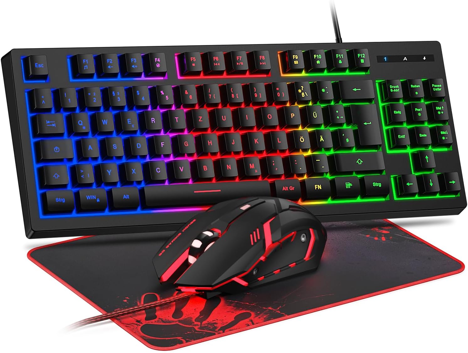Detalle de Rewurnth Gaming Tastatur und Maus Set 75% TKL