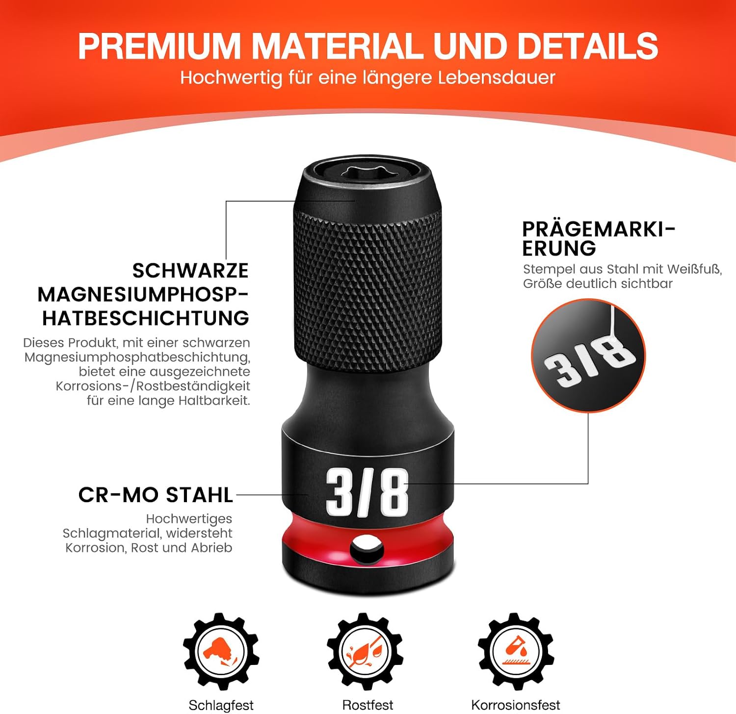 Thumbnail 5 de 2 Stück Schnellspann Schlagbit-Halter 3/8 auf 1/4 Sechskant